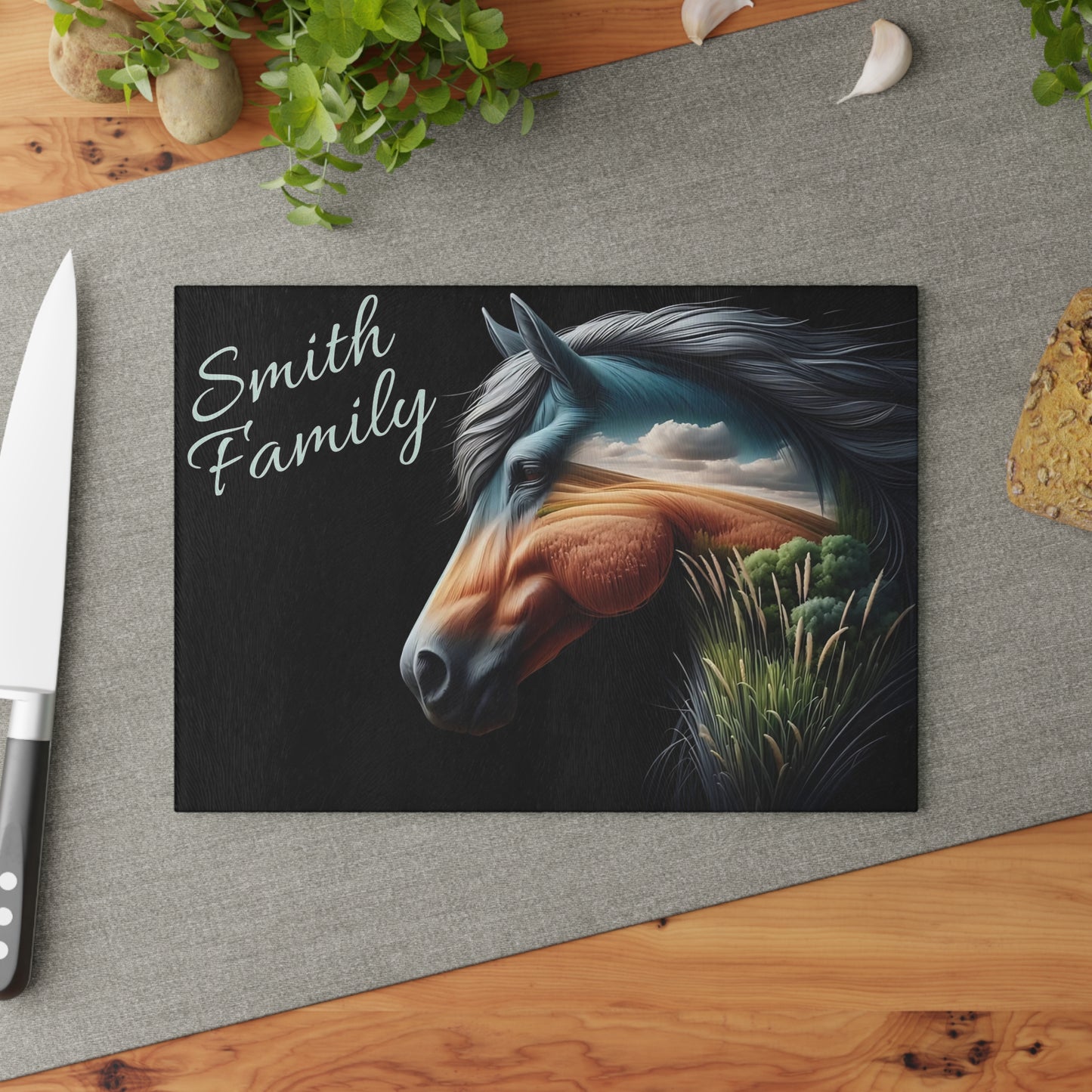 Horse cutting board, Farmhouse kitchen decor, Equestrian gift, Rustic kitchen gift, Horse lover decor, Charcuterie Board, unique accessory