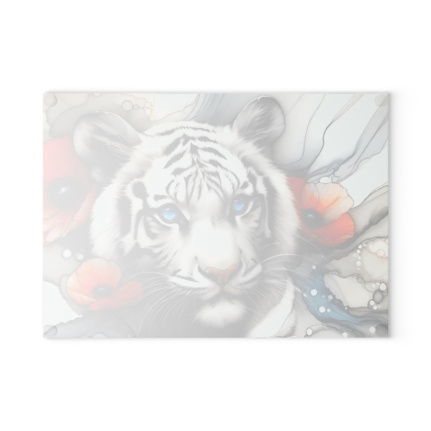 🐅 White Tiger Floral Cutting Board – Fierce Elegance for Your Kitchen