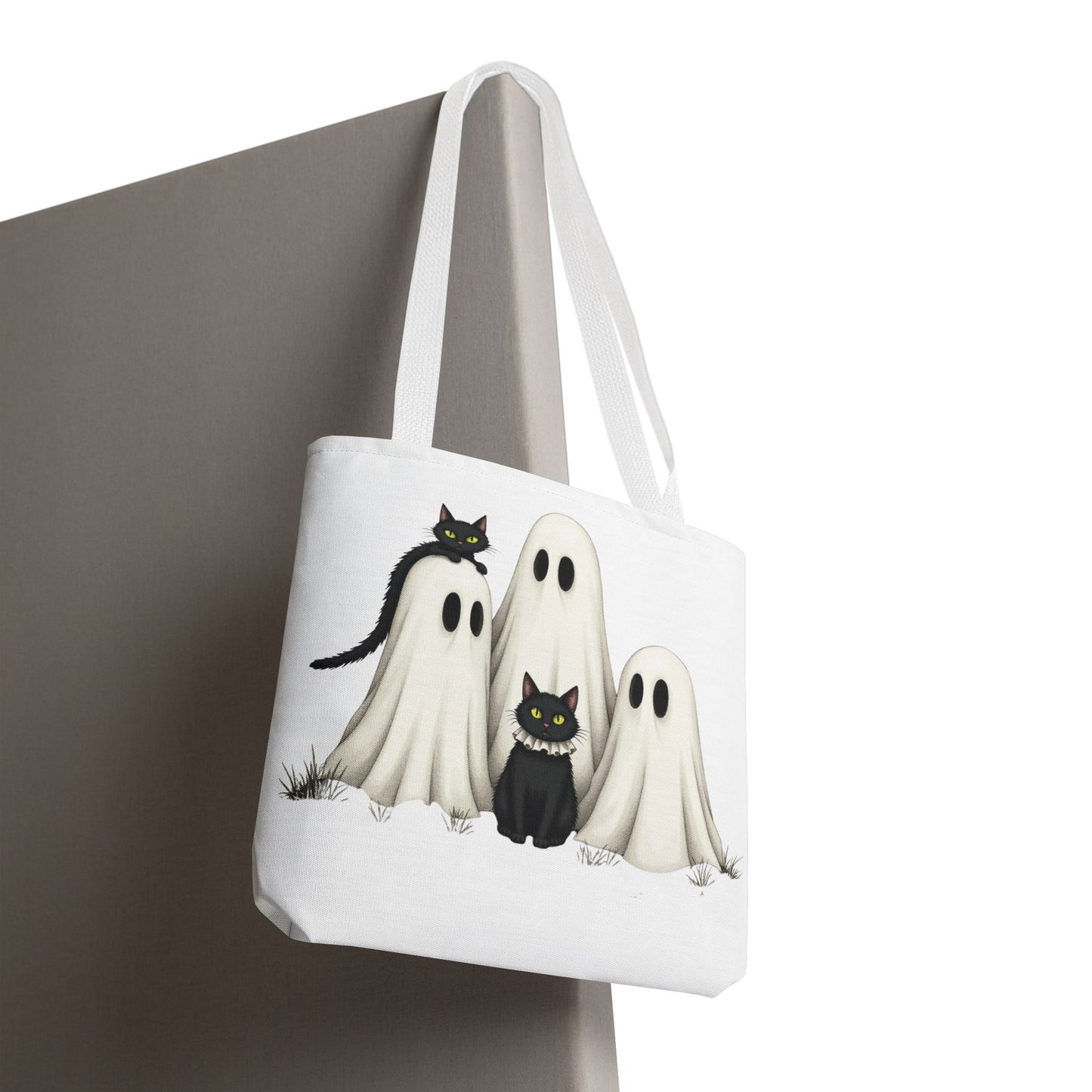 ๐โโฌ Ghosts & Black Cats Halloween Tote Bag โ Spooky Chic Retro Vibes ๐ป๐