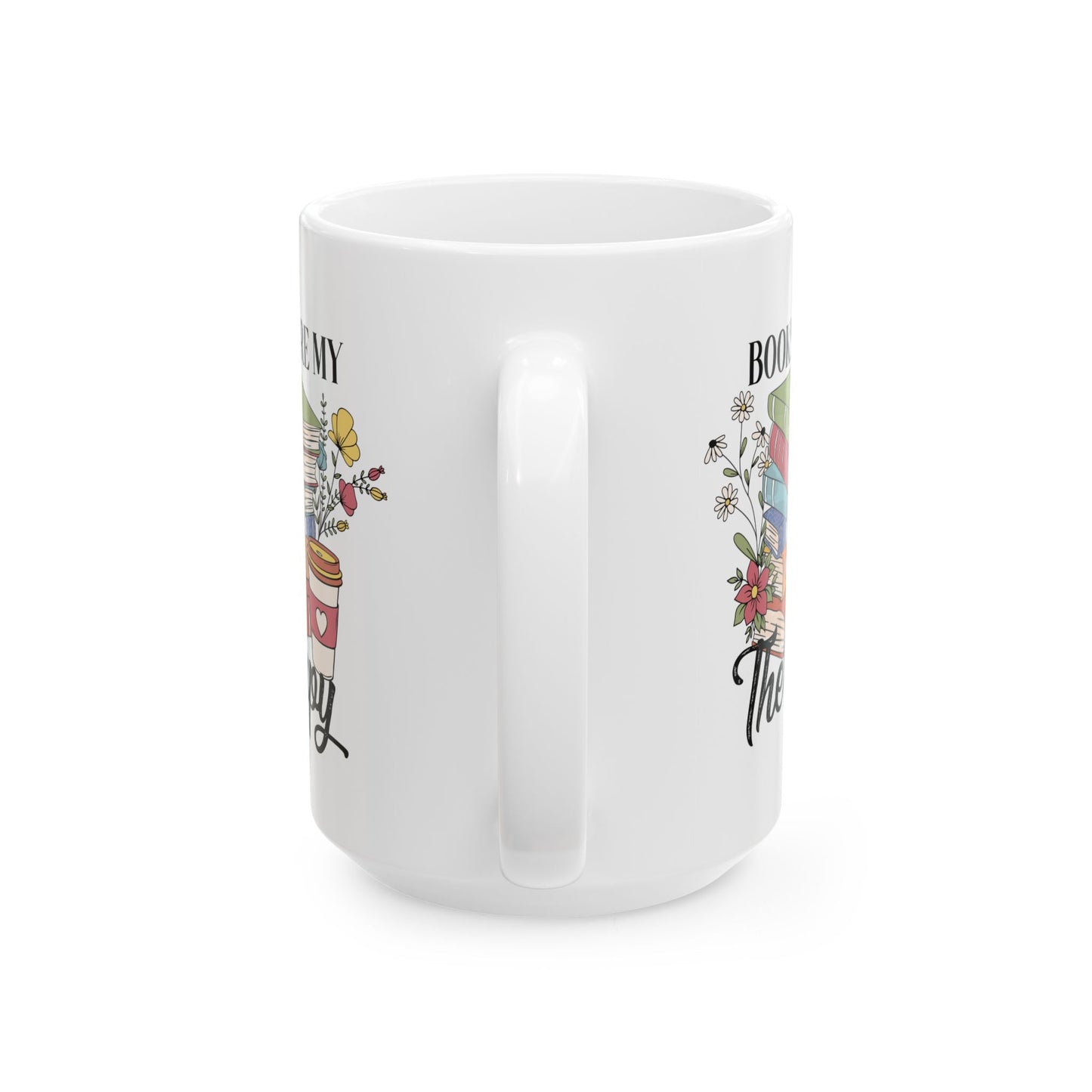 ☕📚 Book Lover’s Coffee Mug – Stacked Stories & Sips of Joy 🌼