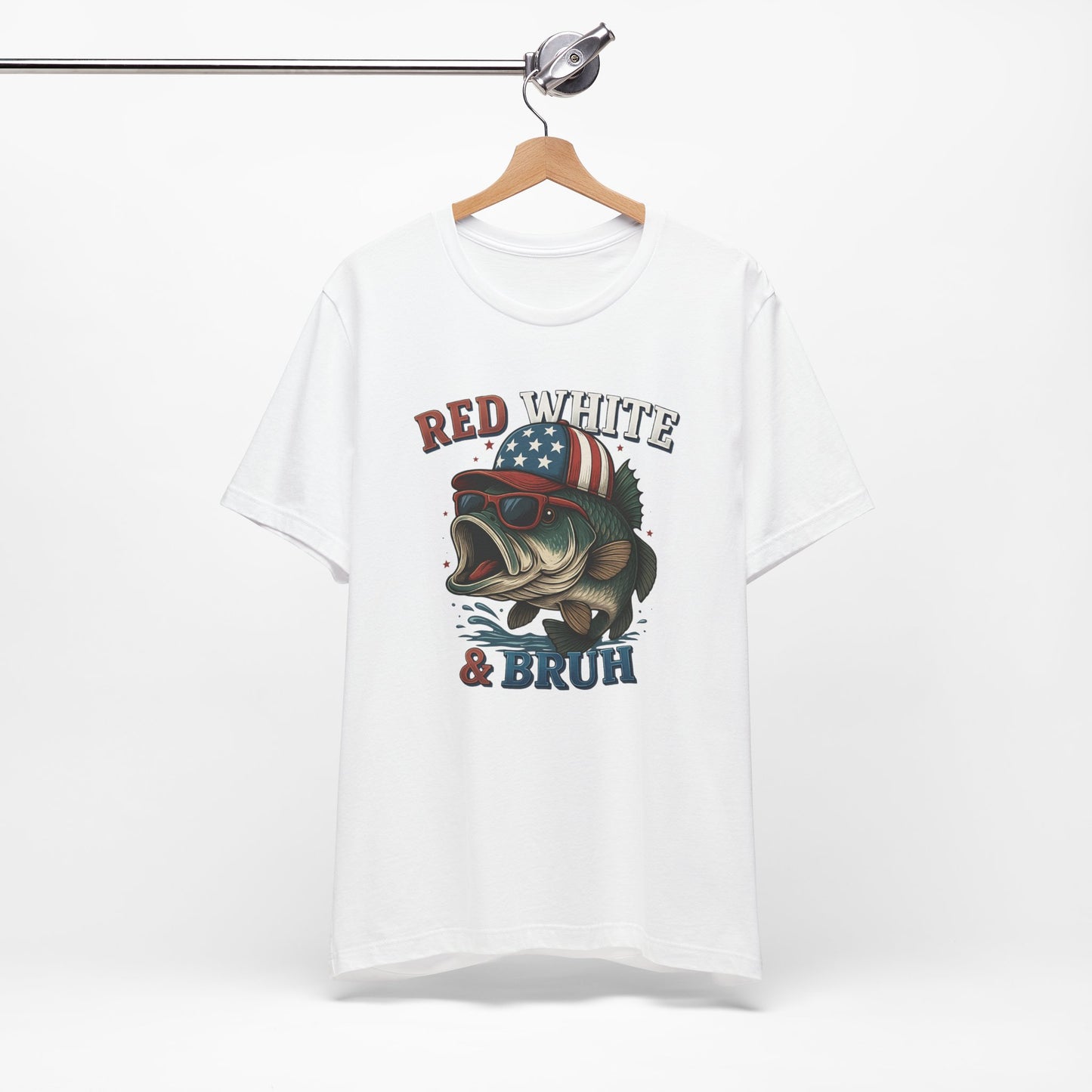 Divertida camiseta patriótica de pescado, con estampado rojo, blanco y negro, unisex, ideal para el 4 de julio, regalo para papá, ideal para barbacoas de verano.