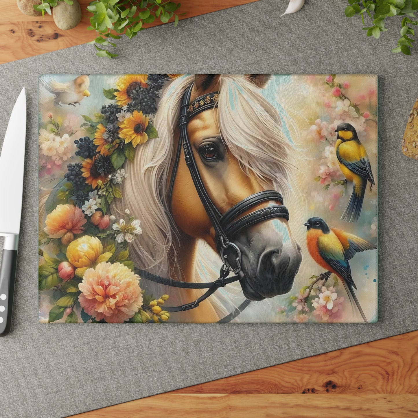 Tabla de cortar de caballo Tabla de cortar de vidrio templado Tabla de cortar de charcutería Tabla de cortar Regalo de inauguración de la casa Tabla de cortar personalizada