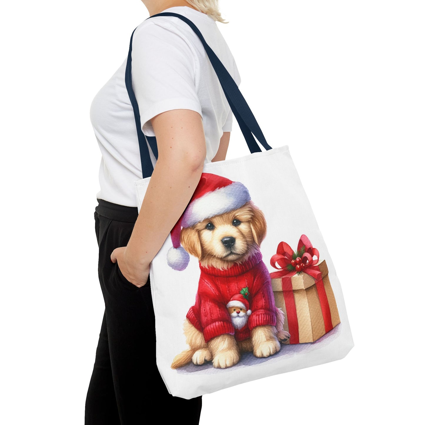 🎄 Golden Retriever Puppy Christmas Tote Bag – Festive Charm for Dog Lovers 🐶