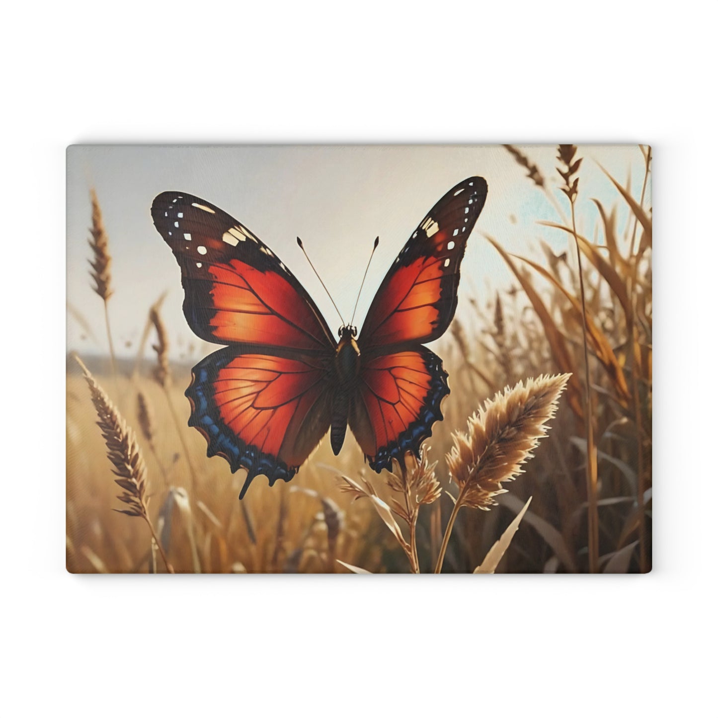 Hermosa tabla de cortar de vidrio con forma de mariposa, decoración de mariposas, tabla de cortar, decoración de cocina, arte de cocina, tabla para servir, regalo de pavo real, regalo de mariposa, tabla de cortar floral