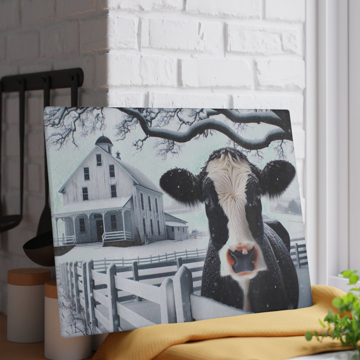 Tabla de cortar de vaca lechera, decoración de granja, regalos de boda, rancho de vacas, regalos de granja, vaca en blanco y negro, decoración de granja
