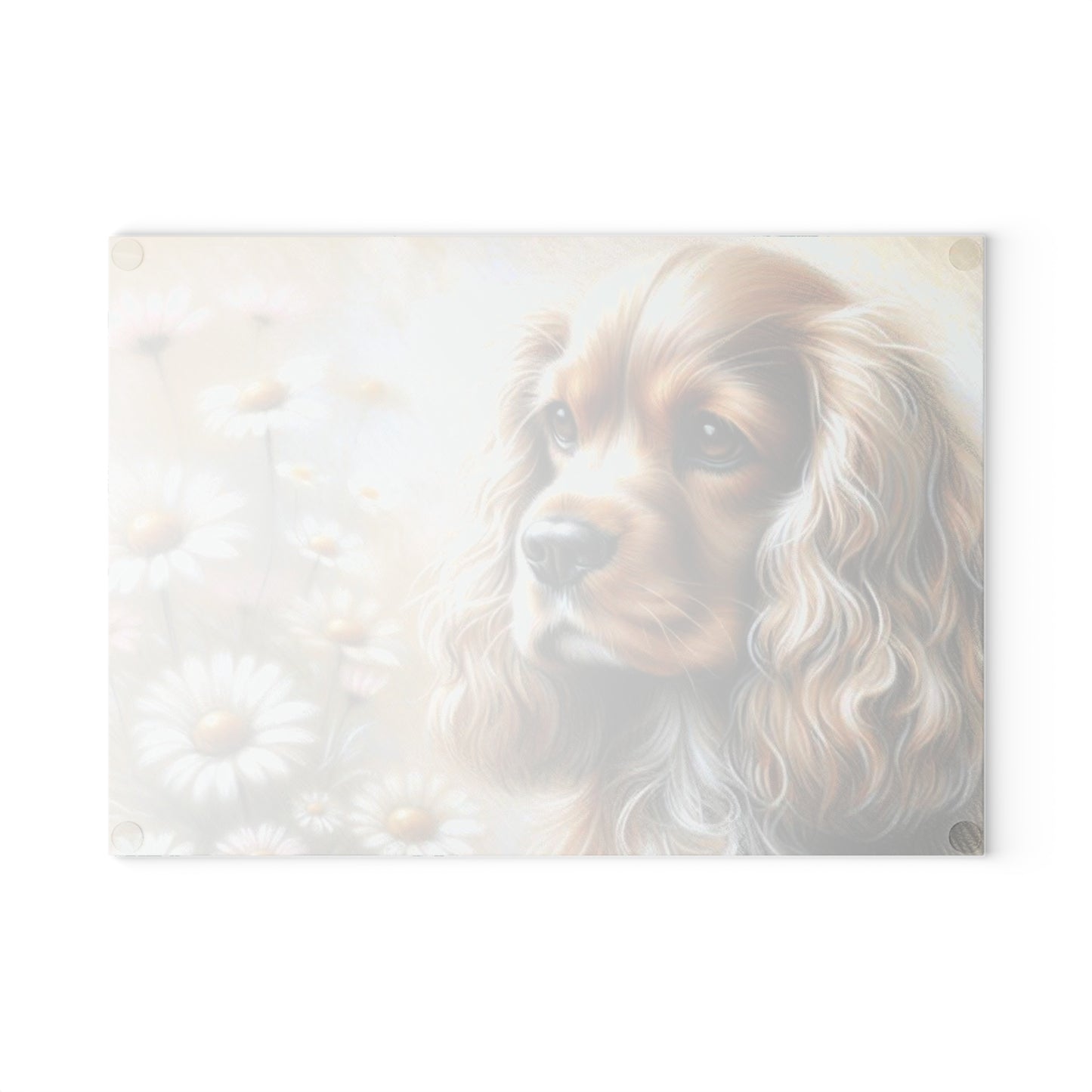 🌼 Golden Cocker Spaniel Cutting Board – Sweet Gaze & Daisy Daydreams for Your Kitchen