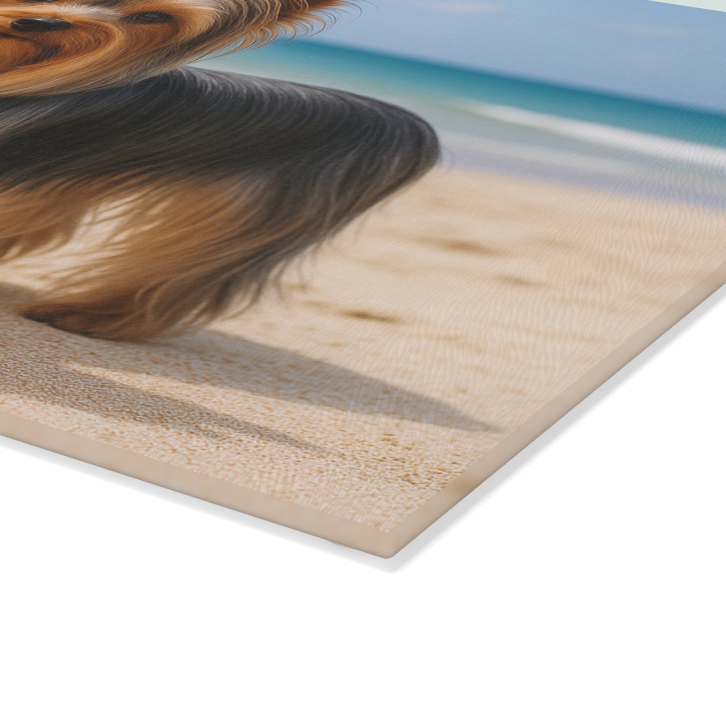 🐾🌊 Yorkie by the Ocean Cutting Board – Breezy Elegance for Your Kitchen 🌴
