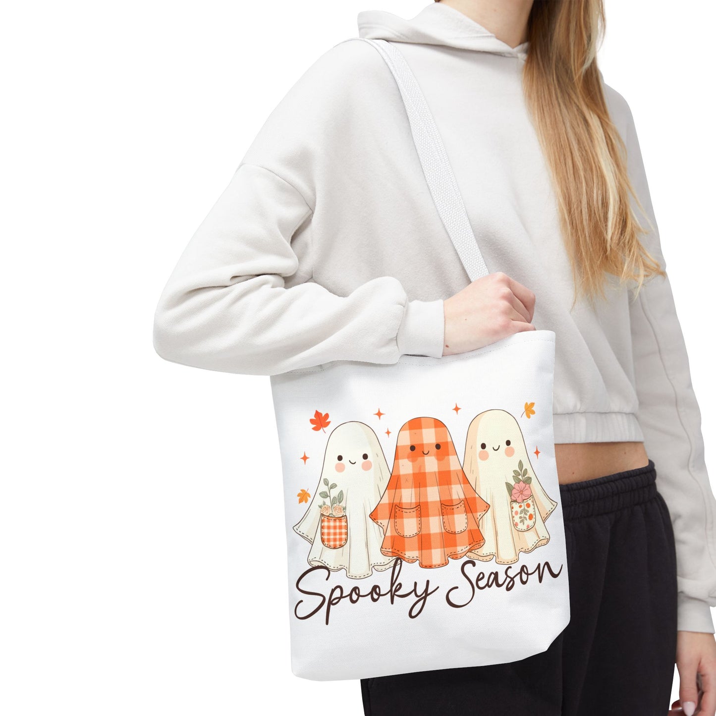๐ป Spooky Season Ghost Friends Tote Bag โ Cozy Fall Vibes with a Cute Twist ๐๐