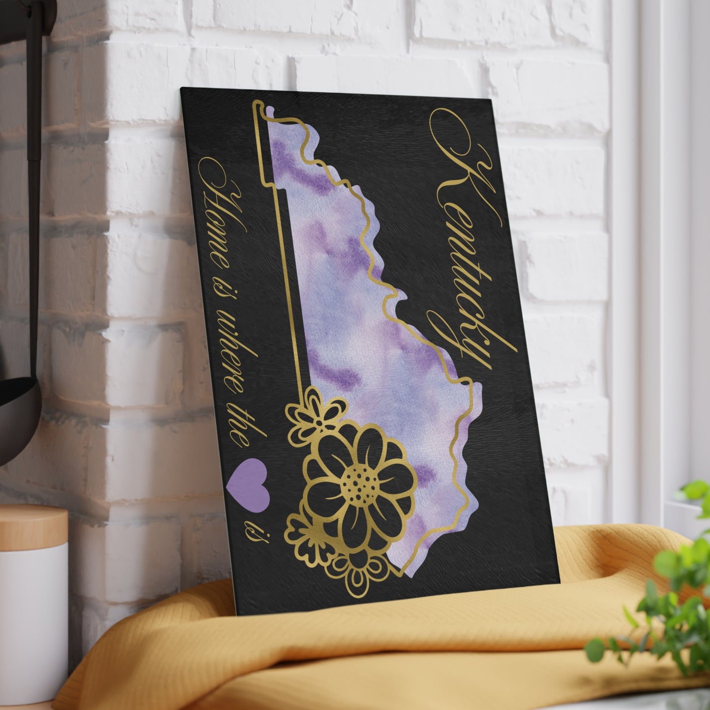 💜 Kentucky State Cutting Board – Purple Pride with Southern Heart