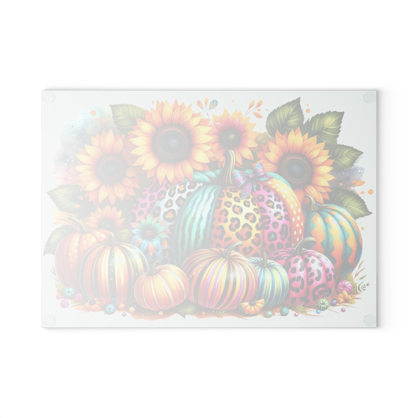 🎃 Rainbow Pumpkins & Sunflowers Cutting Board – Bright Fall Whimsy with a Wild Twist