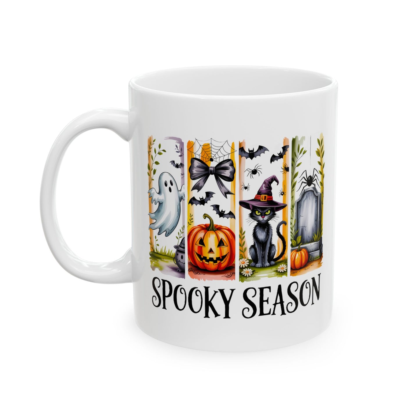 🎃 Spooky Season Mug – Cute Halloween Cat, Ghosts & Pumpkins 👻