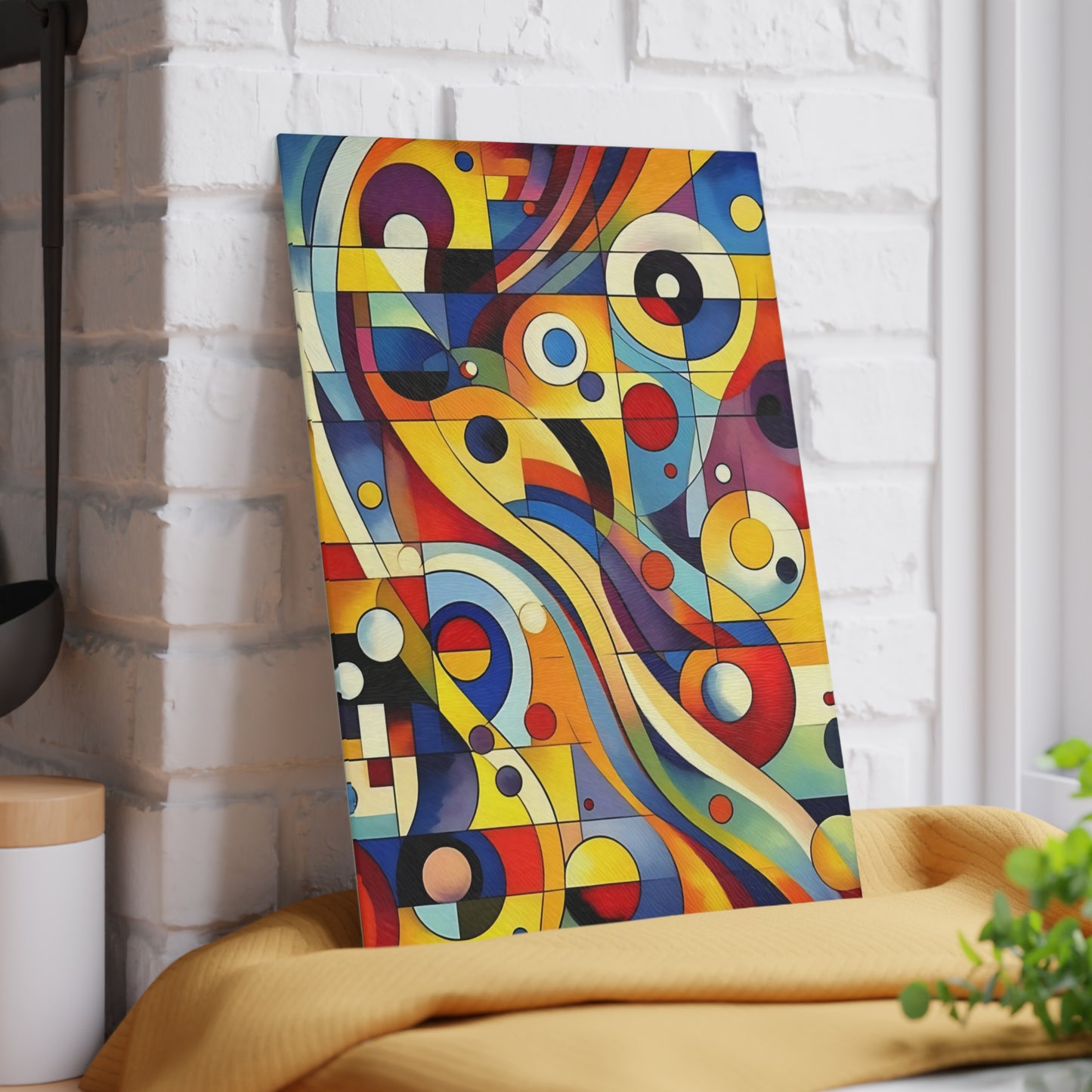 Tabla de cortar - Diseño abstracto multicolor, tabla de cortar de vidrio templado, tabla para charcutería, tabla de cortar, regalo de inauguración de la casa, tabla de cortar personalizada, rústica