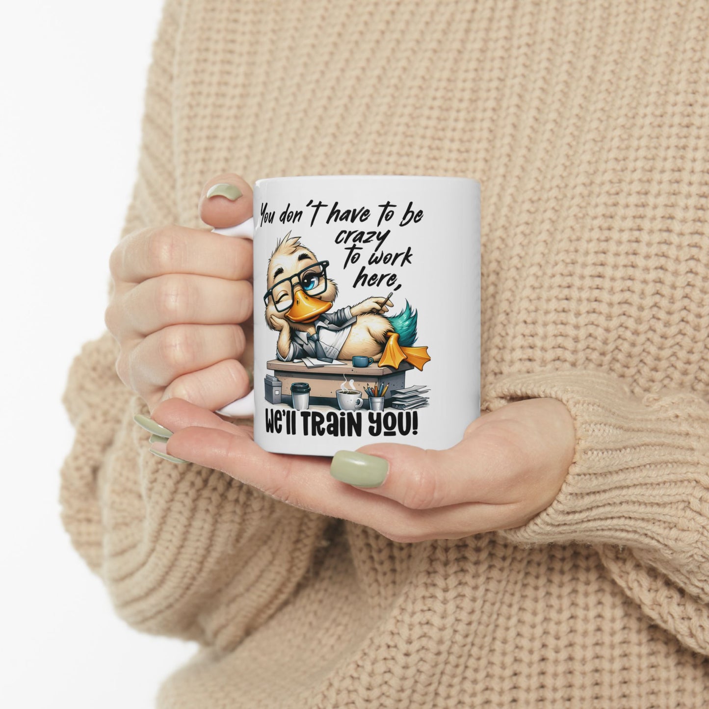 🖊️ Te capacitaremos: divertida taza de café con forma de pato para compañeros de trabajo y travesuras de oficina ☕