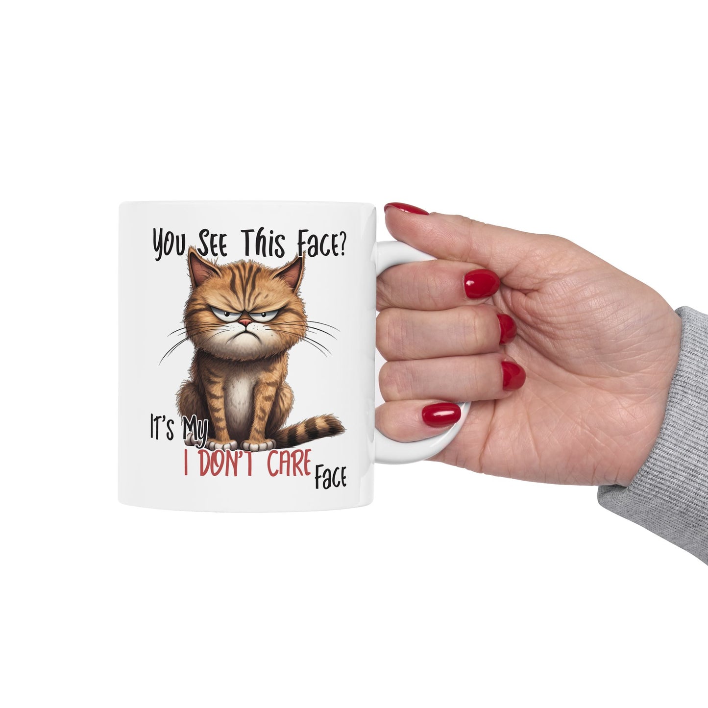 ¿Ves esta cara? – Taza de café "Me da igual" de Grouchy Cat ☕