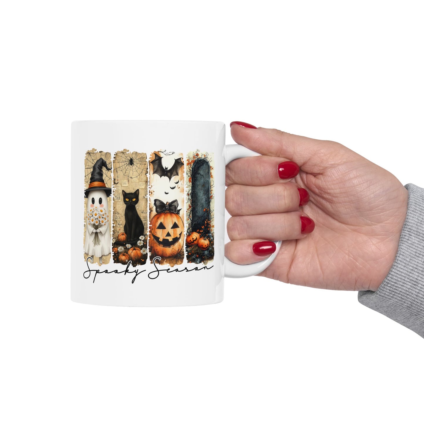 🎃 Spooky Season Halloween Mug – Vintage Charm with a Whimsical Haunt 👻