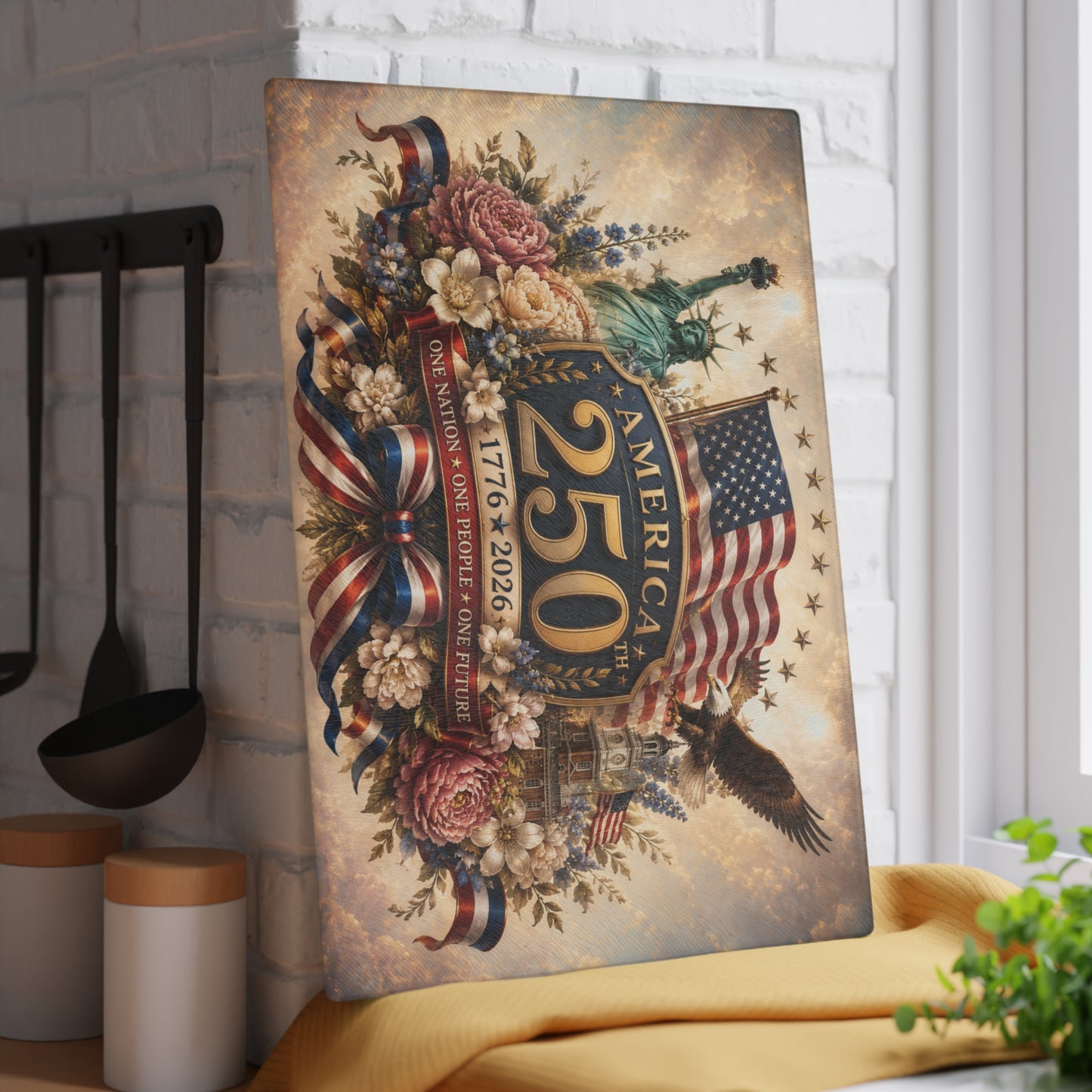 America 250th Anniversary Tempered Glass Cutting Board