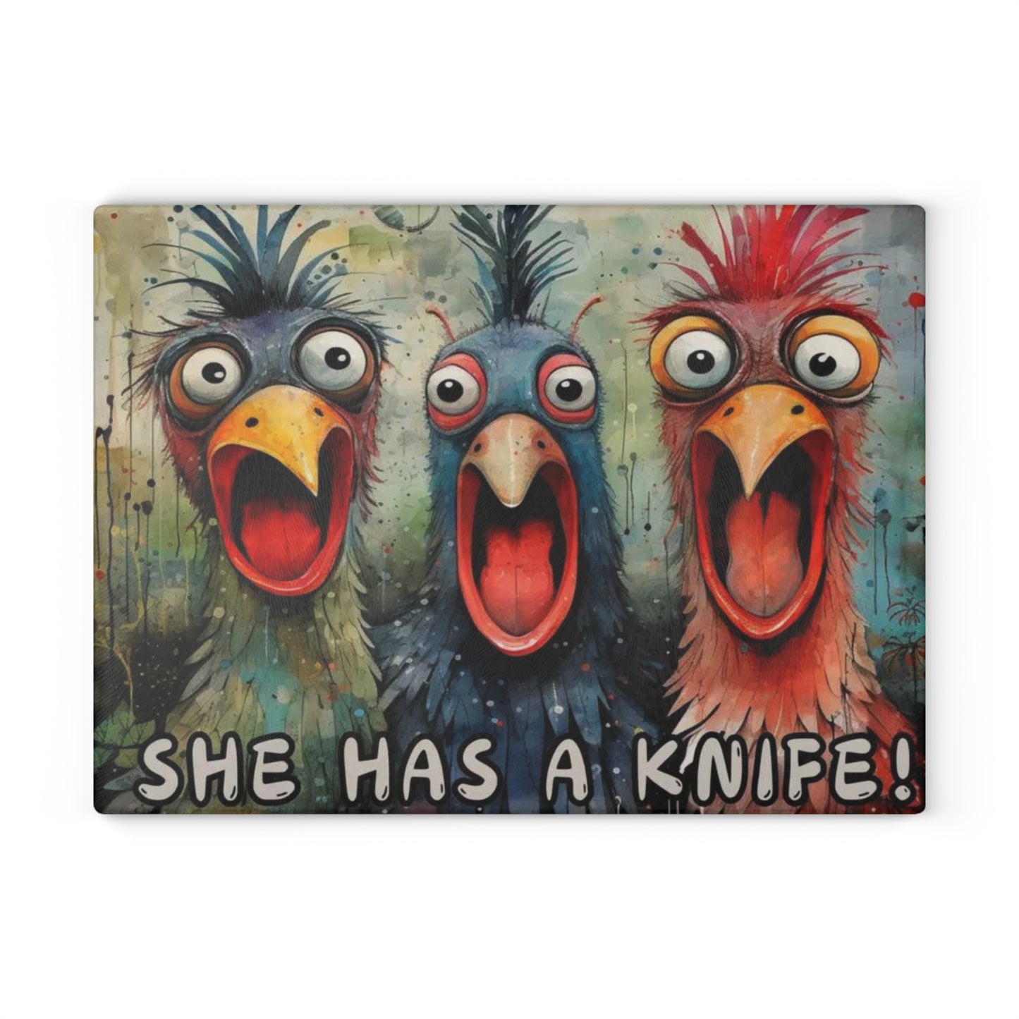 Tabla de cortar divertida, gallinas gritando, decoración de gallinas, cocina de granja, tabla de charcutería, tabla de cortar, gallinas de traspatio