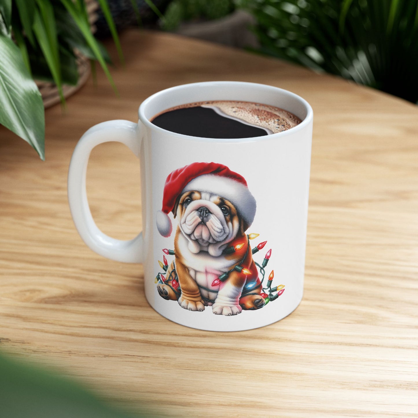 🎅 English Bulldog Christmas Lights Mug – Grumpy Pup, Jolly Spirit! 🐾☕