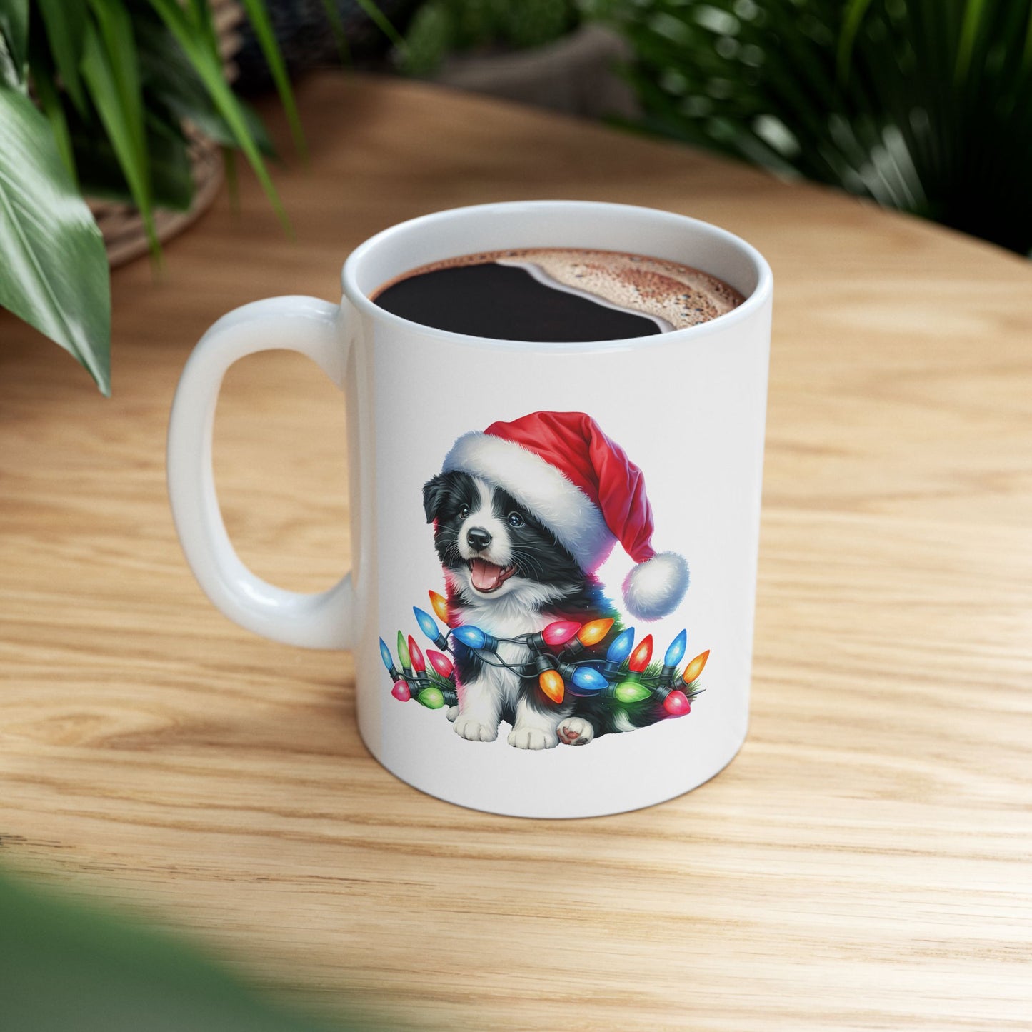🐾 Border Collie Christmas Lights Mug – Holiday Cheer with a Tail-Wagging Twist 🎅✨
