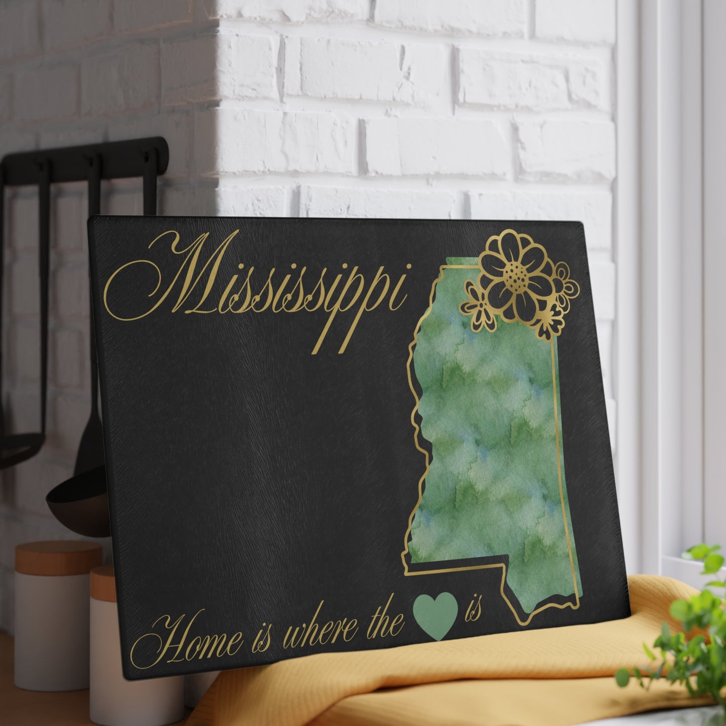 💚 Mississippi Floral Cutting Board – Southern Charm with Heartfelt Elegance 🌼