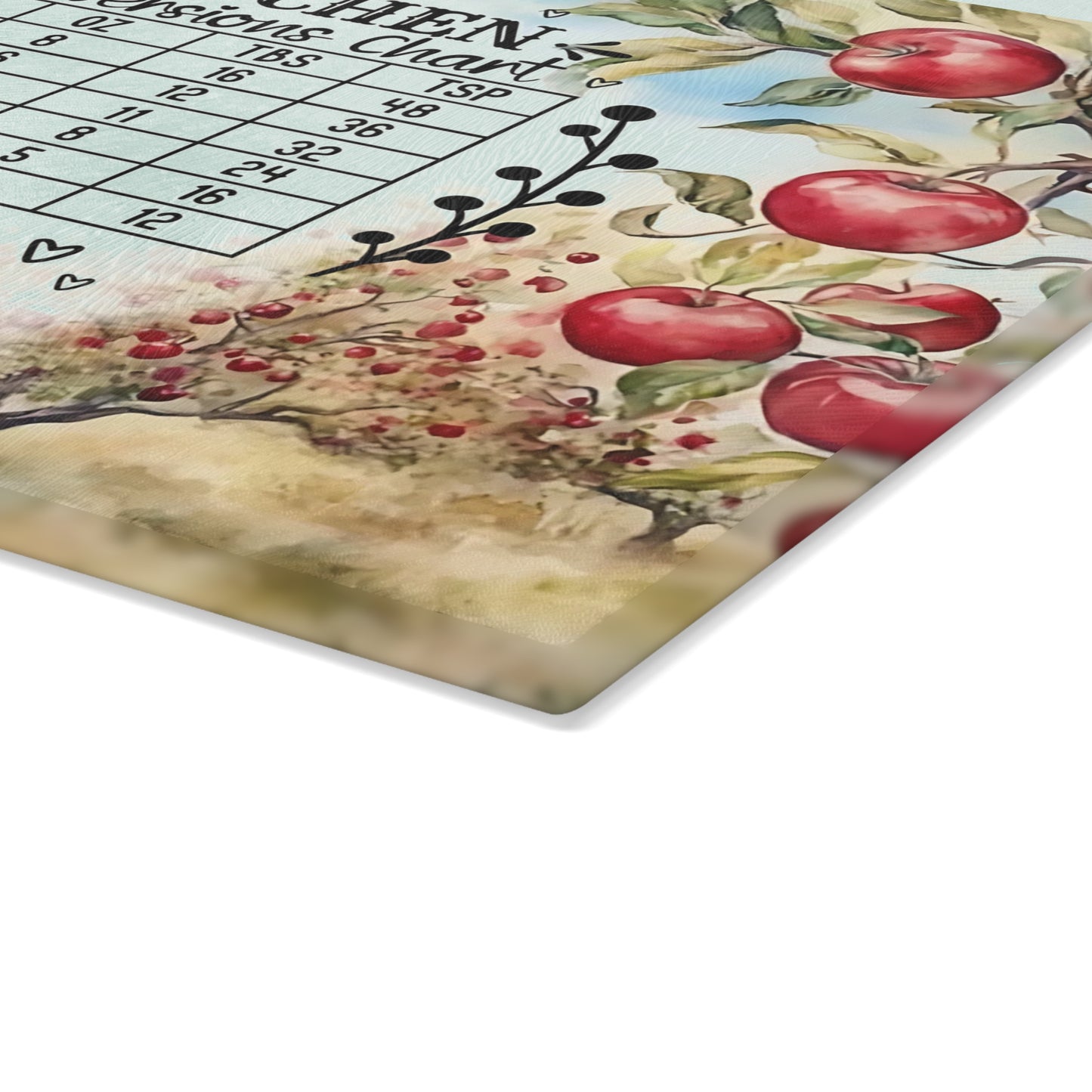 🍎📏 Apple Orchard Kitchen Conversions Cutting Board – Rustic Farmhouse Charm with Helpful Measurements 🌿🥧