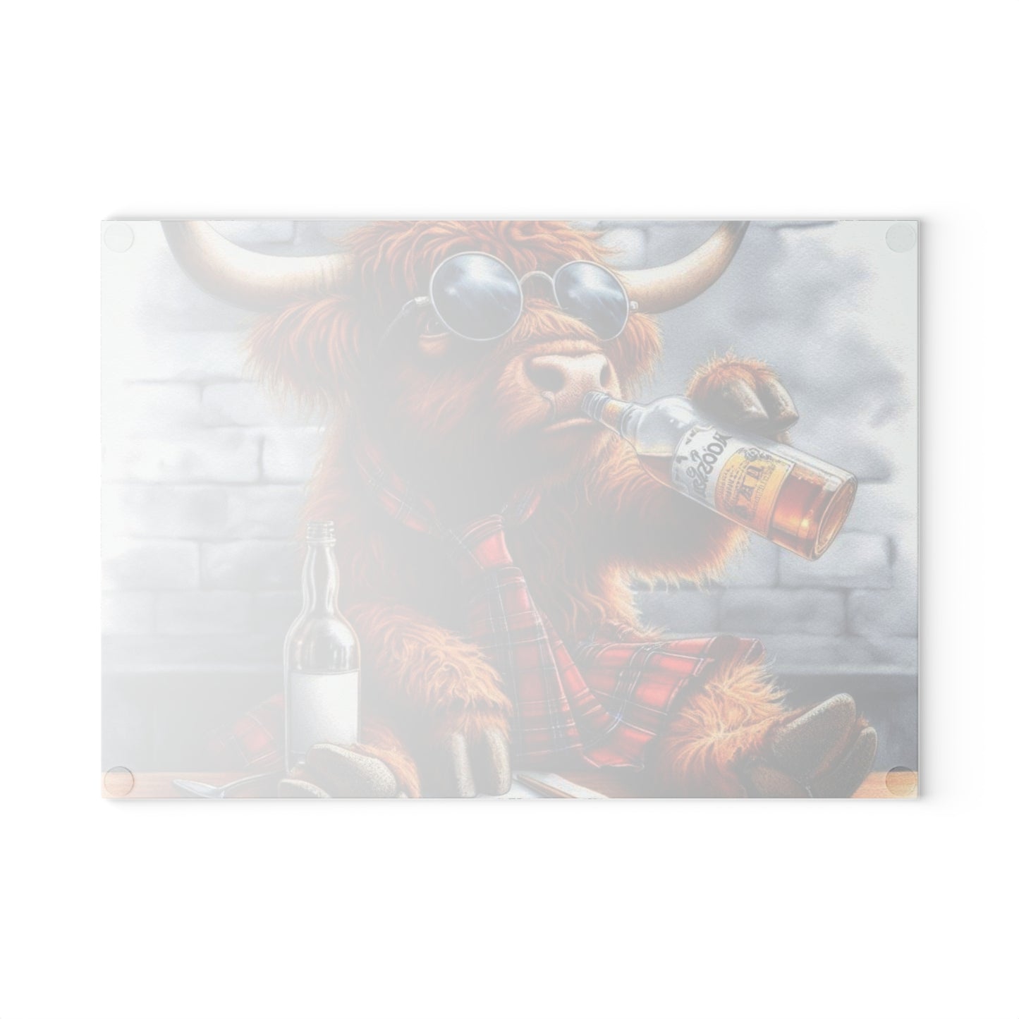 Tabla de cortar de vaca de las Tierras Altas, tabla de cortar de vidrio templado, tabla de charcutería, tabla de cortar, regalo de inauguración de la casa, tabla de cortar personalizada
