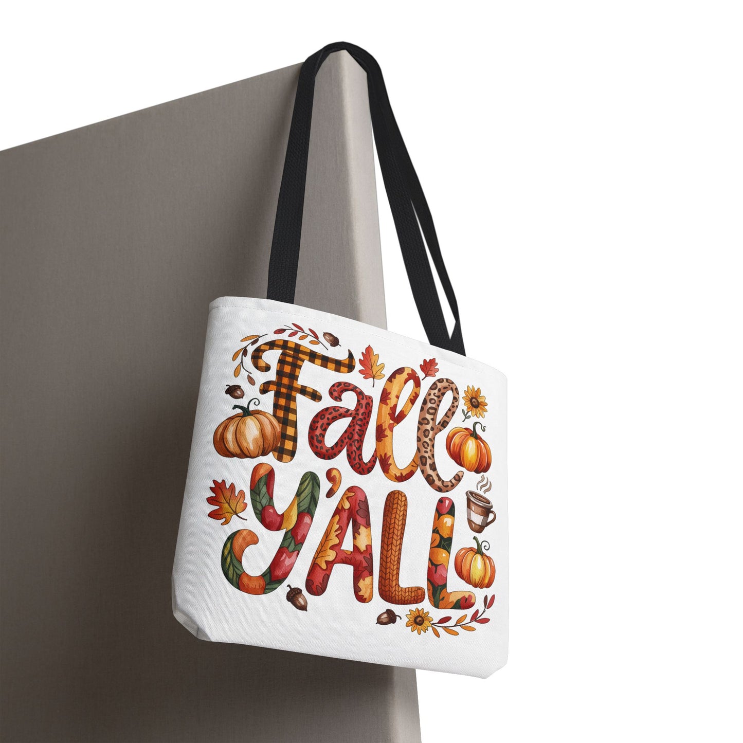 🎃 Fall Y’all Tote Bag – Bold Prints, Cozy Coffee & Pumpkin Cheer 🍂