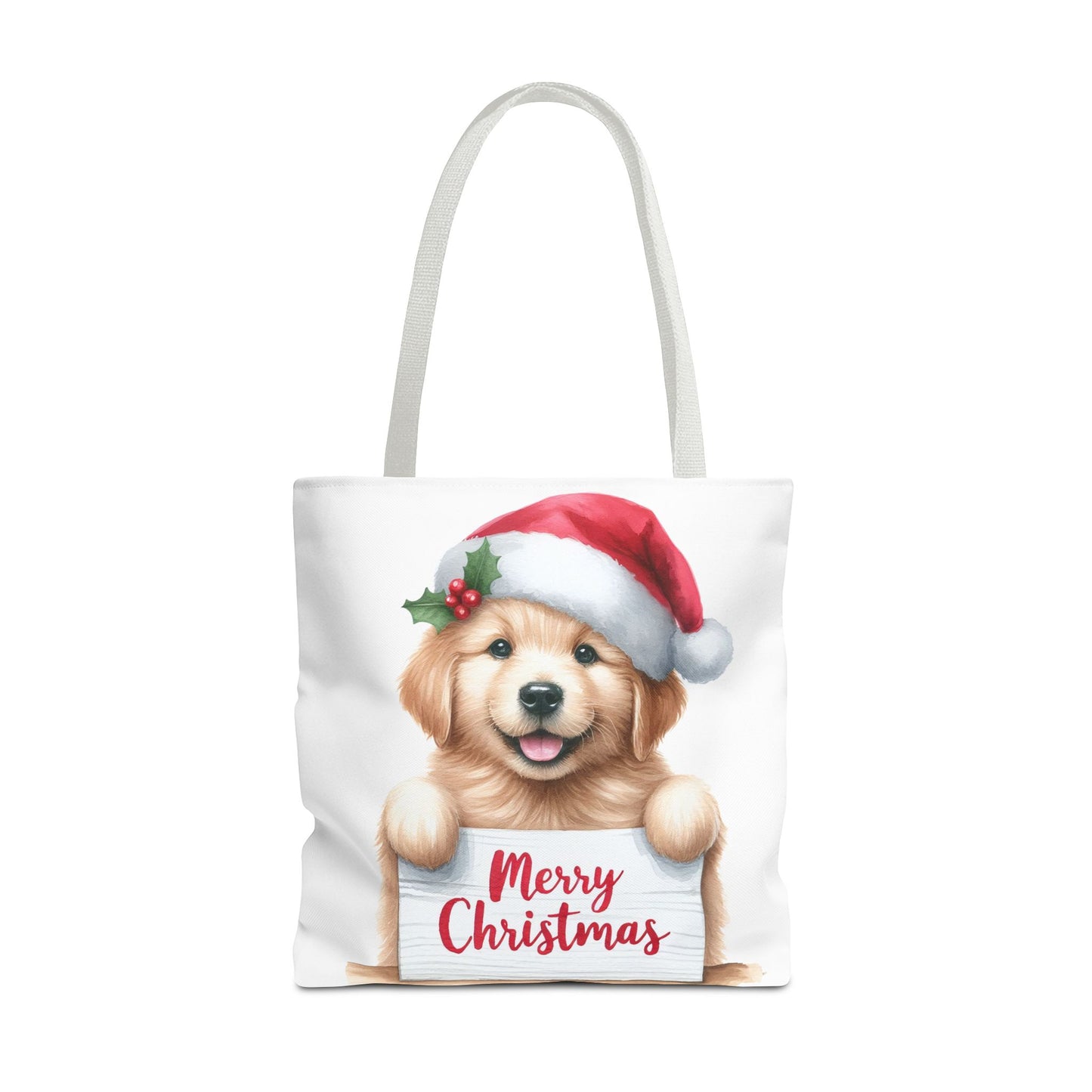🐾 Golden Retriever “Merry Christmas” Tote Bag – Holiday Cheer in Every Carry 🎄