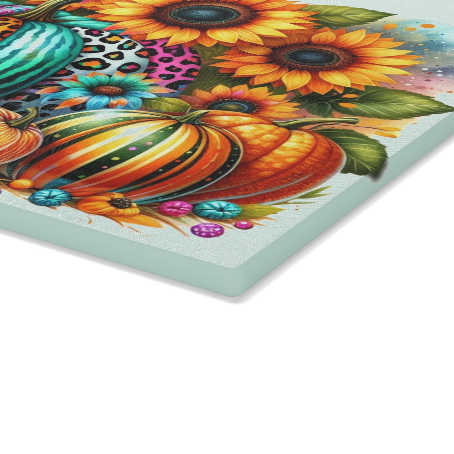 🎃 Rainbow Pumpkins & Sunflowers Cutting Board – Bright Fall Whimsy with a Wild Twist