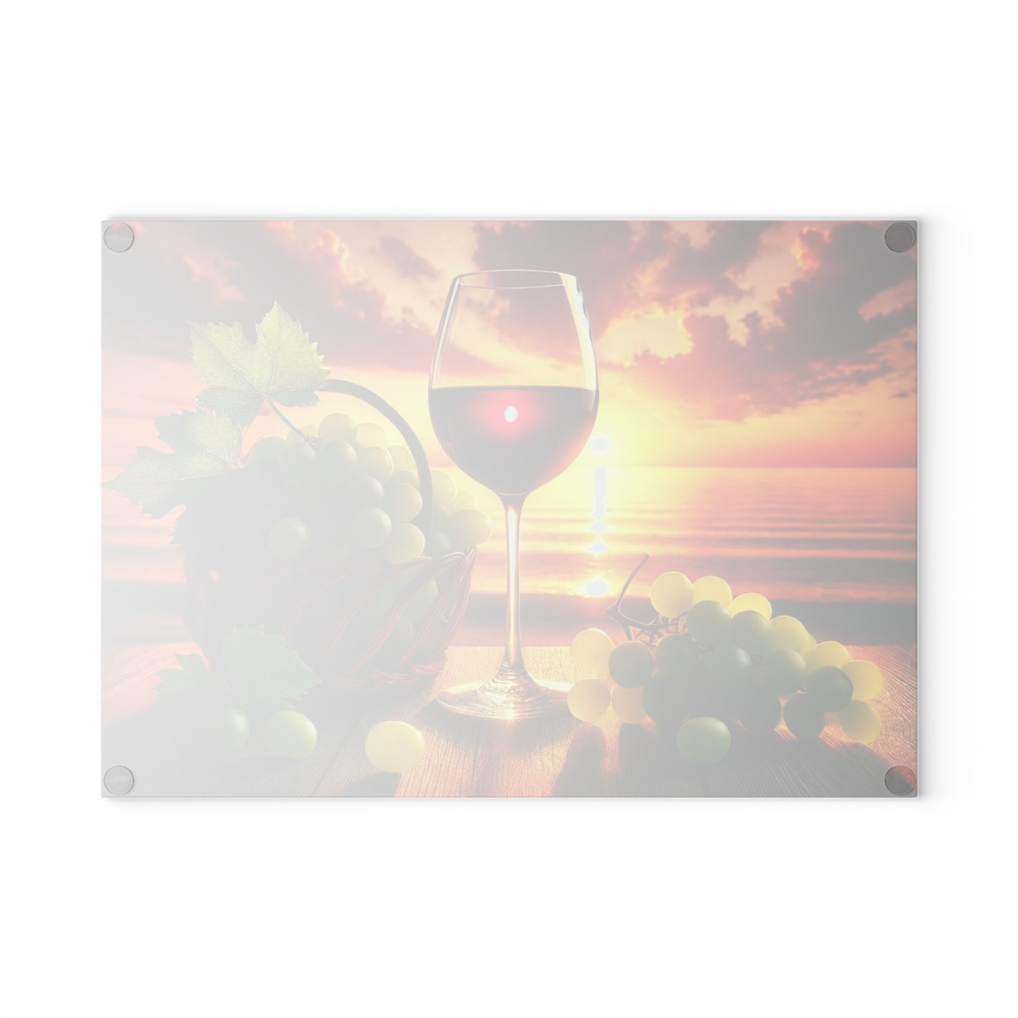 🍷🌅 Sunset Sips – Wine and Grapes Glass Cutting Board for Elegant Kitchen Vibes 🍇