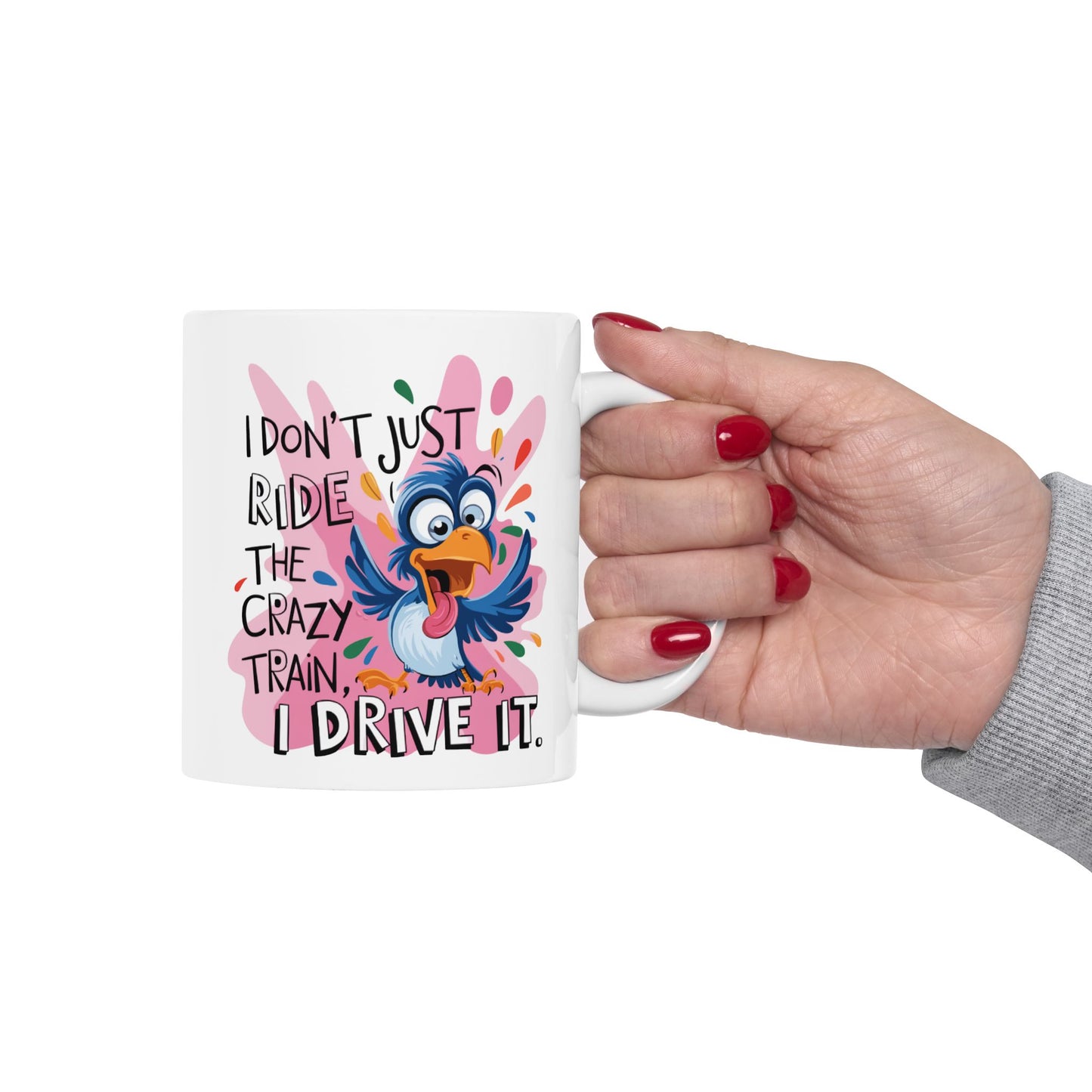 🚂No solo viajo en el tren loco, lo conduzco: divertida taza de café con forma de pájaro para amantes del café 🦜