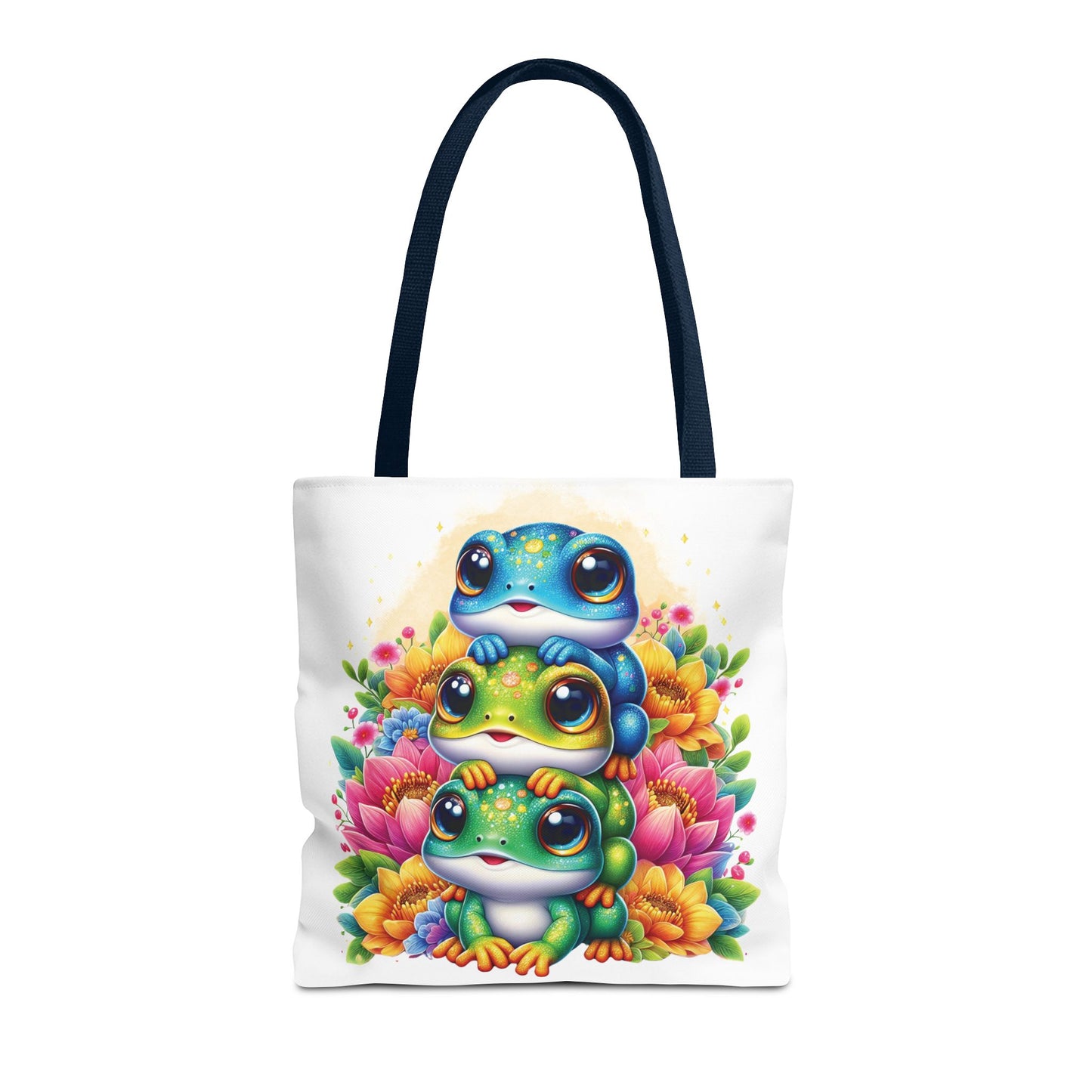 ๐ธ Stacked Frogs Floral Tote Bag โ Colorful Whimsy for Every Day ๐ธ๐