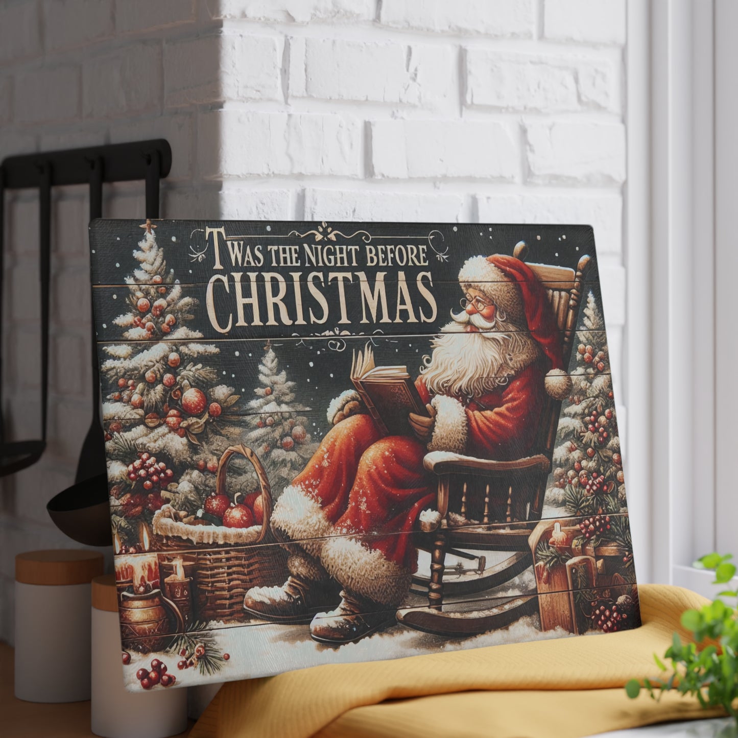 🎅📖 Twas the Night Before Christmas Cutting Board – Classic Santa Holiday Kitchen Décor 🎄✨
