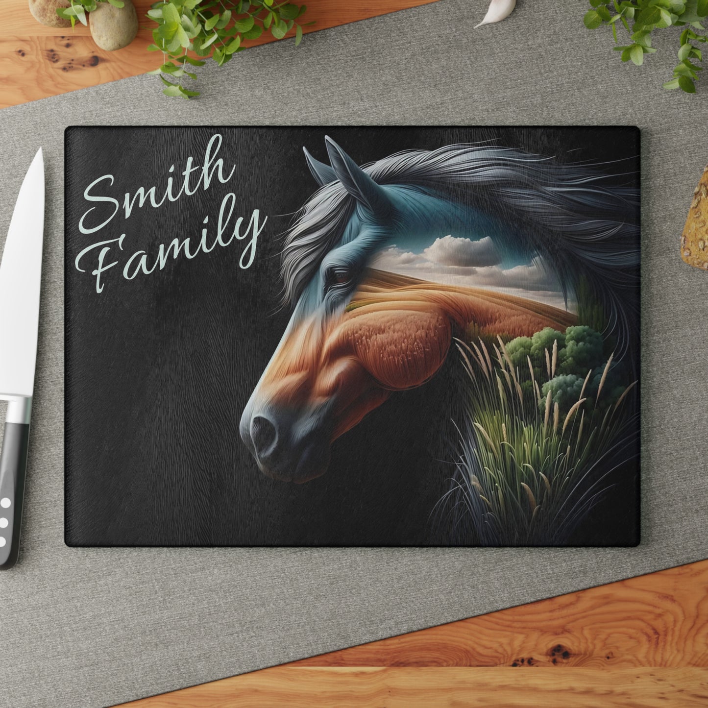 Horse cutting board, Farmhouse kitchen decor, Equestrian gift, Rustic kitchen gift, Horse lover decor, Charcuterie Board, unique accessory