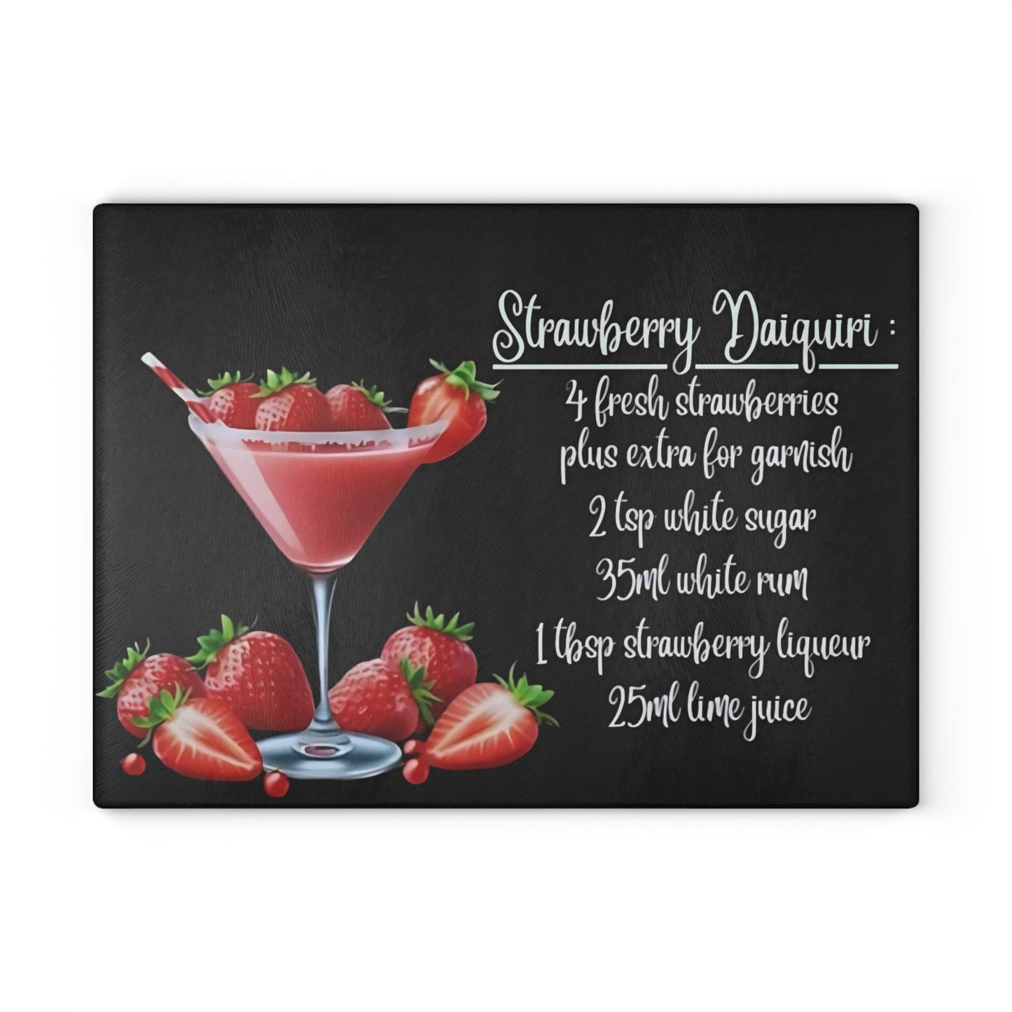 🍓 Strawberry Daiquiri Recipe Cutting Board – A Sweet Splash of Style for Your Kitchen