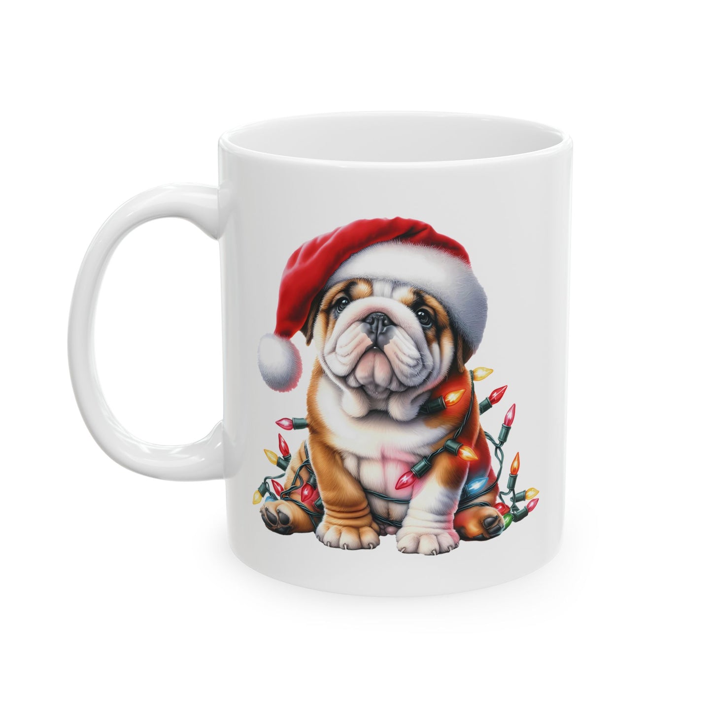 🎅 English Bulldog Christmas Lights Mug – Grumpy Pup, Jolly Spirit! 🐾☕