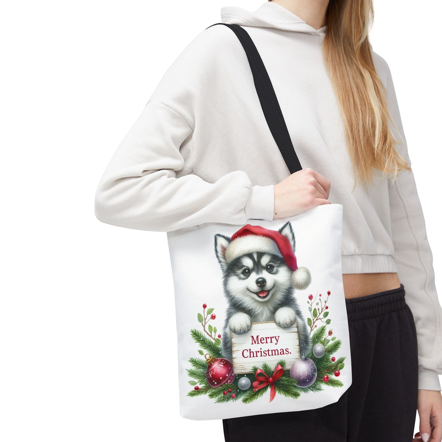 🎁 Husky “Merry Christmas” Tote Bag – Holiday Cuteness You Can Carry 🎄