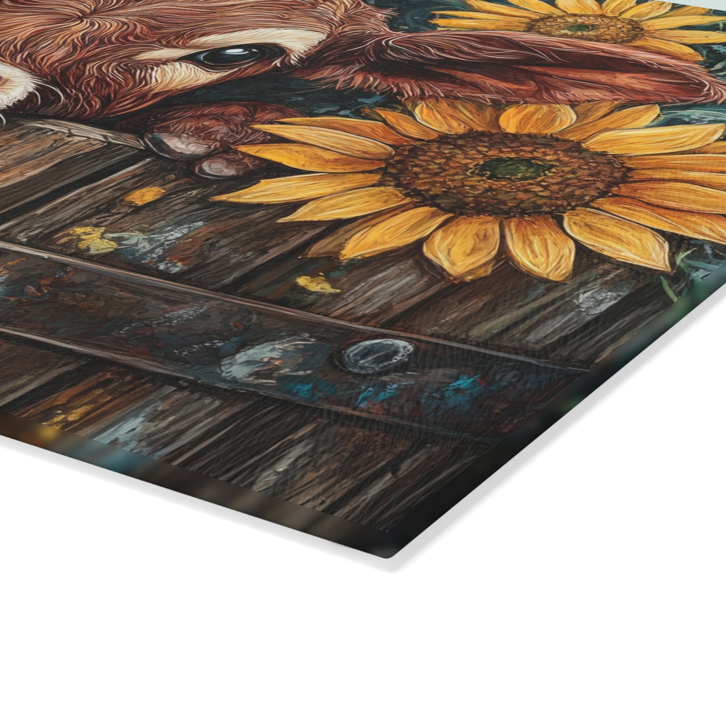 🐮🌻 Rustic Sunflower Calf Cutting Board – Farmhouse Charm for Your Kitchen 🌾