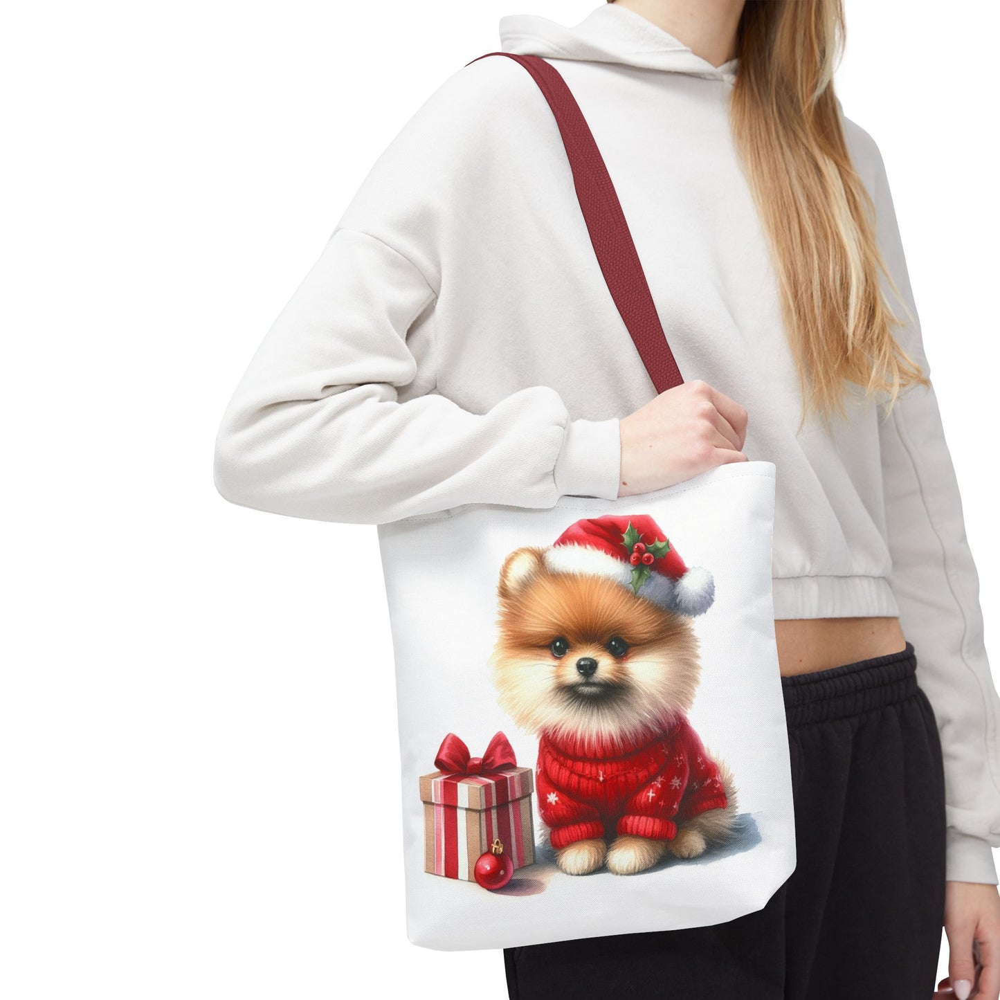 🎄 Pomeranian Christmas Tote Bag – Cozy Fluff & Festive Cheer 🎁🐾