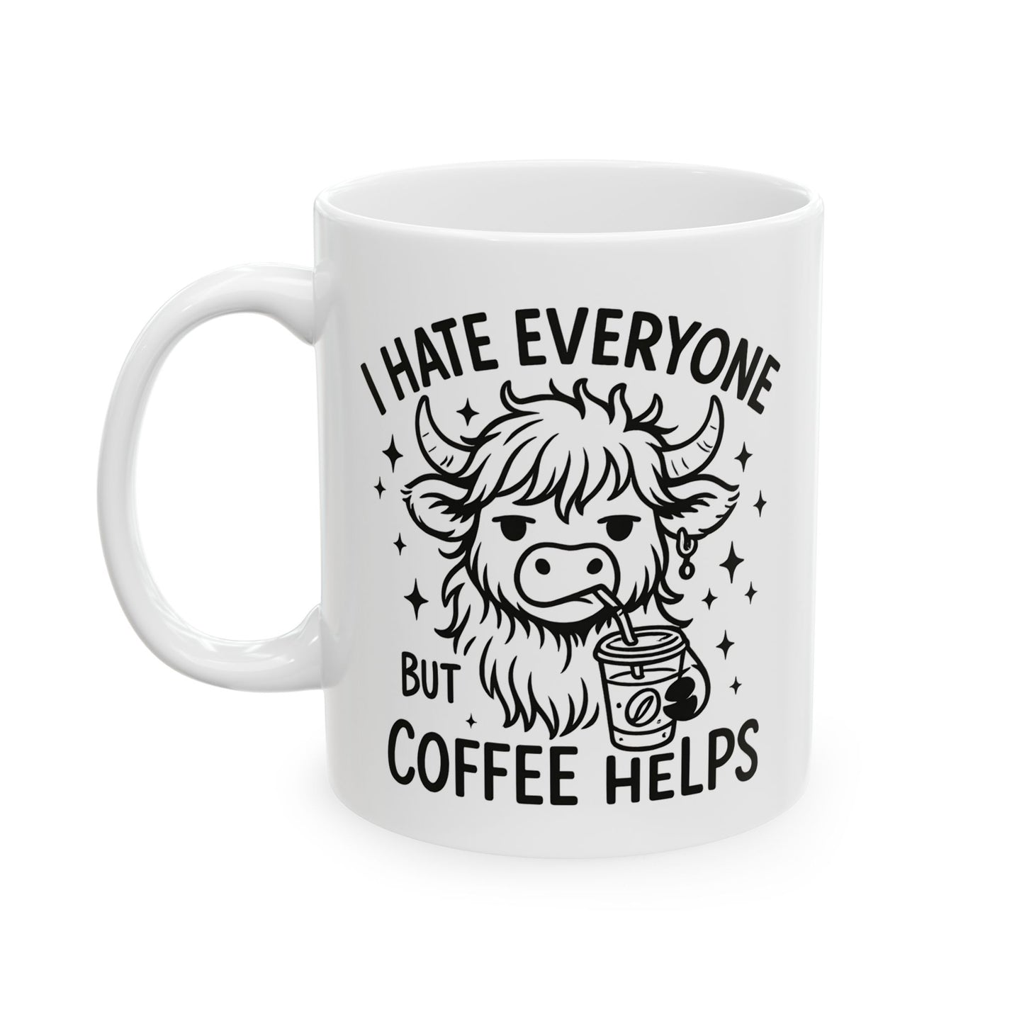 Taza de Vaca Gruñona – “Odio a todos, pero el café ayuda” ☕