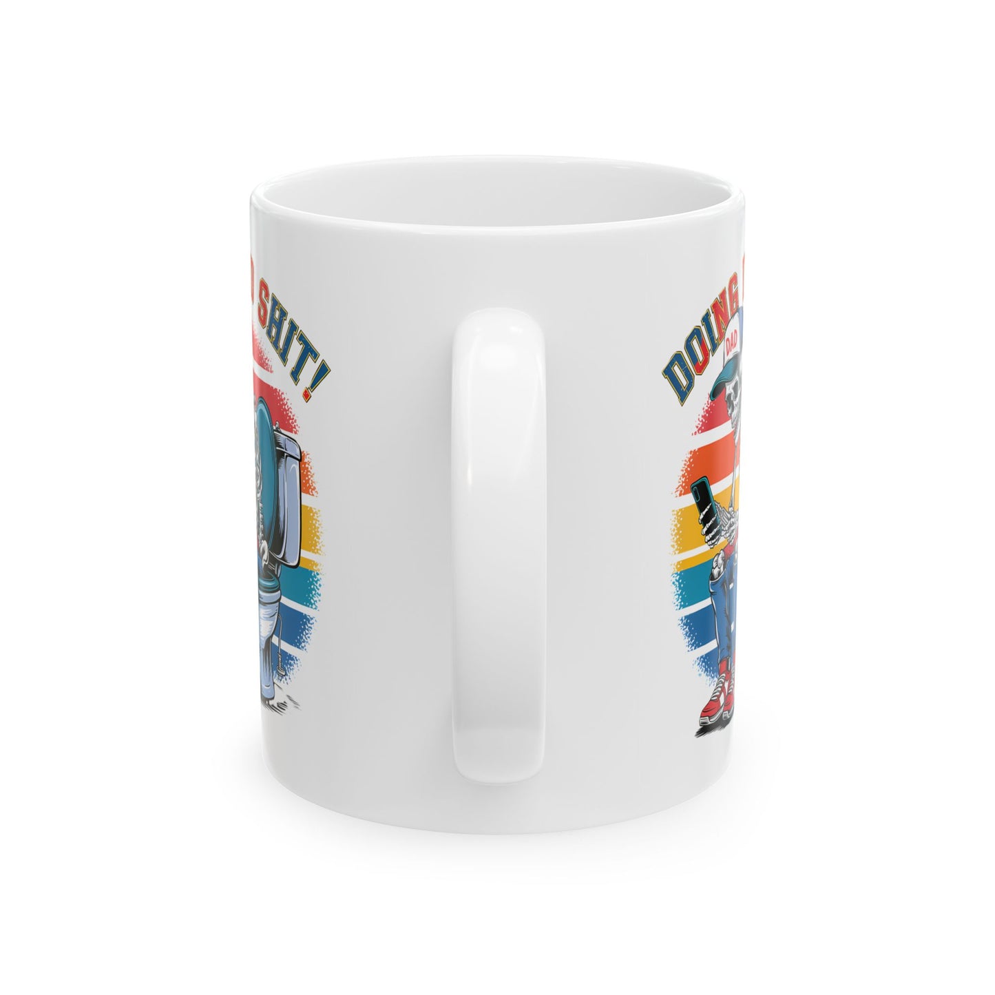 💀📱 HACIENDO MIERDA DE PAPÁ – Taza de Café Divertida de Papá Esqueleto (11 oz y 15 oz)
