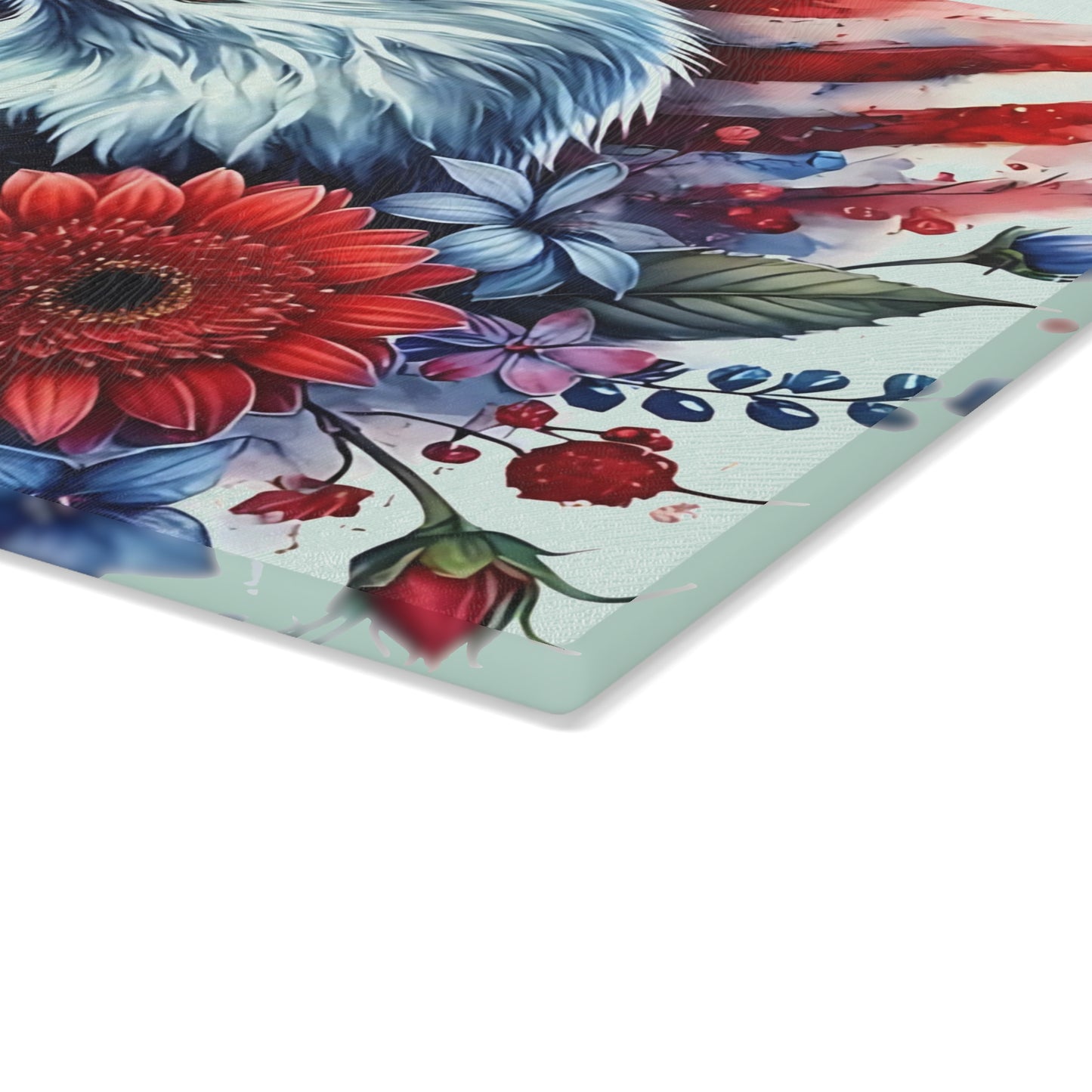 Tabla de cortar con diseño de águila calva y bandera estadounidense, regalo único, tabla de cortar de vidrio, tabla de charcutería, tabla de cortar personalizada, flores