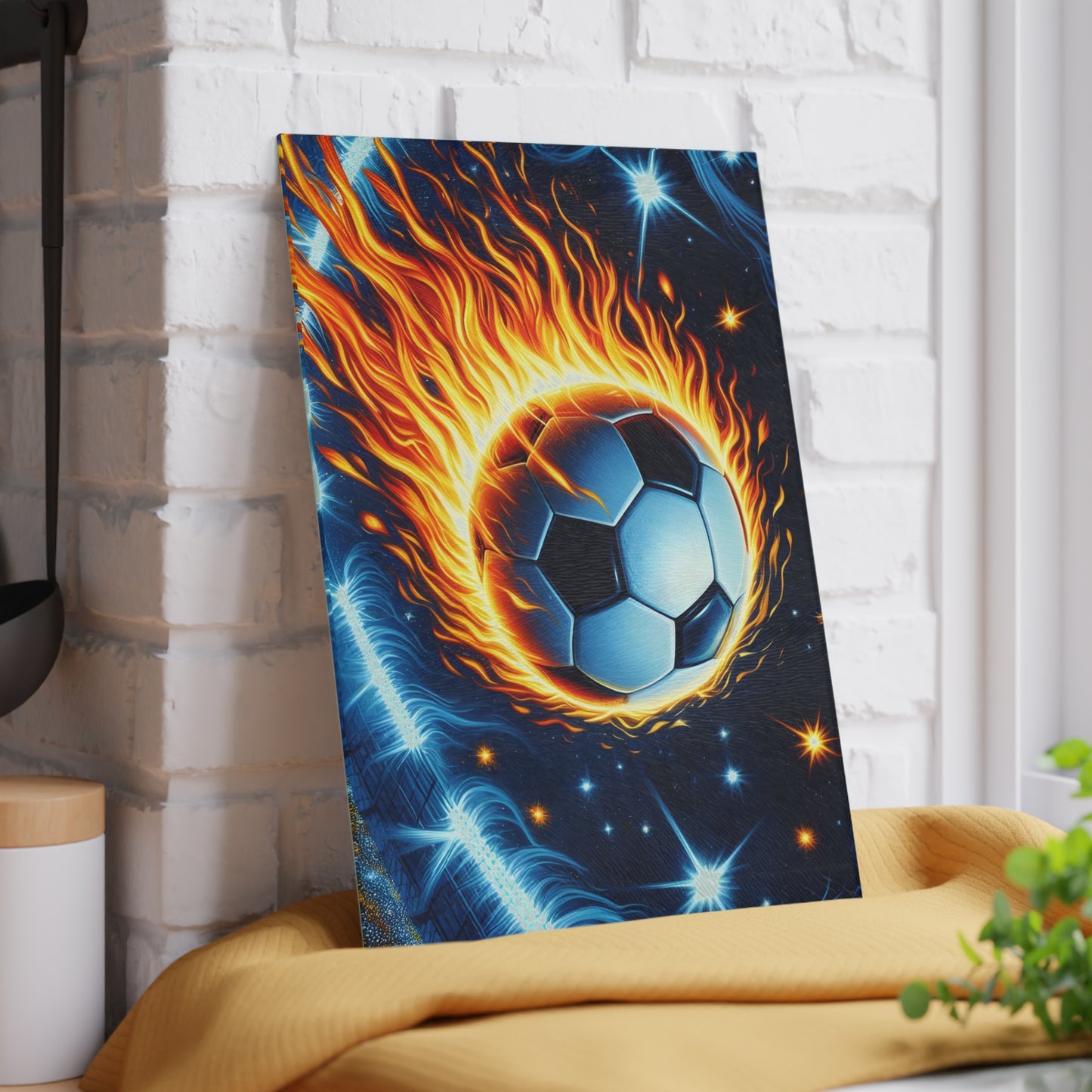 ⚽ Fiery Soccer Ball Cutting Board – Game Day Heat for Your Kitchen 🔥