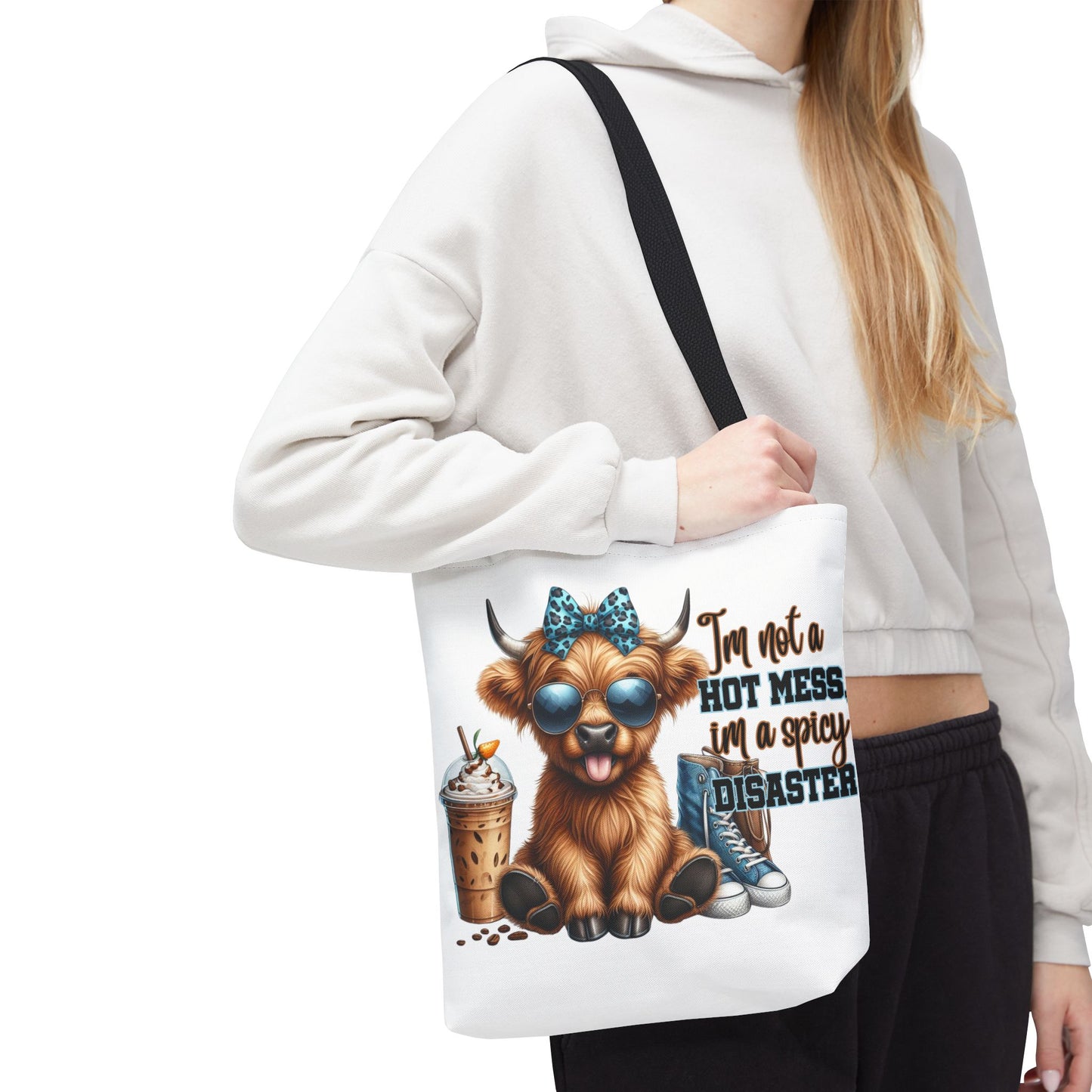 Bolsa de tela Highland Cow: «No soy un desastre picante, soy un desastre picante».