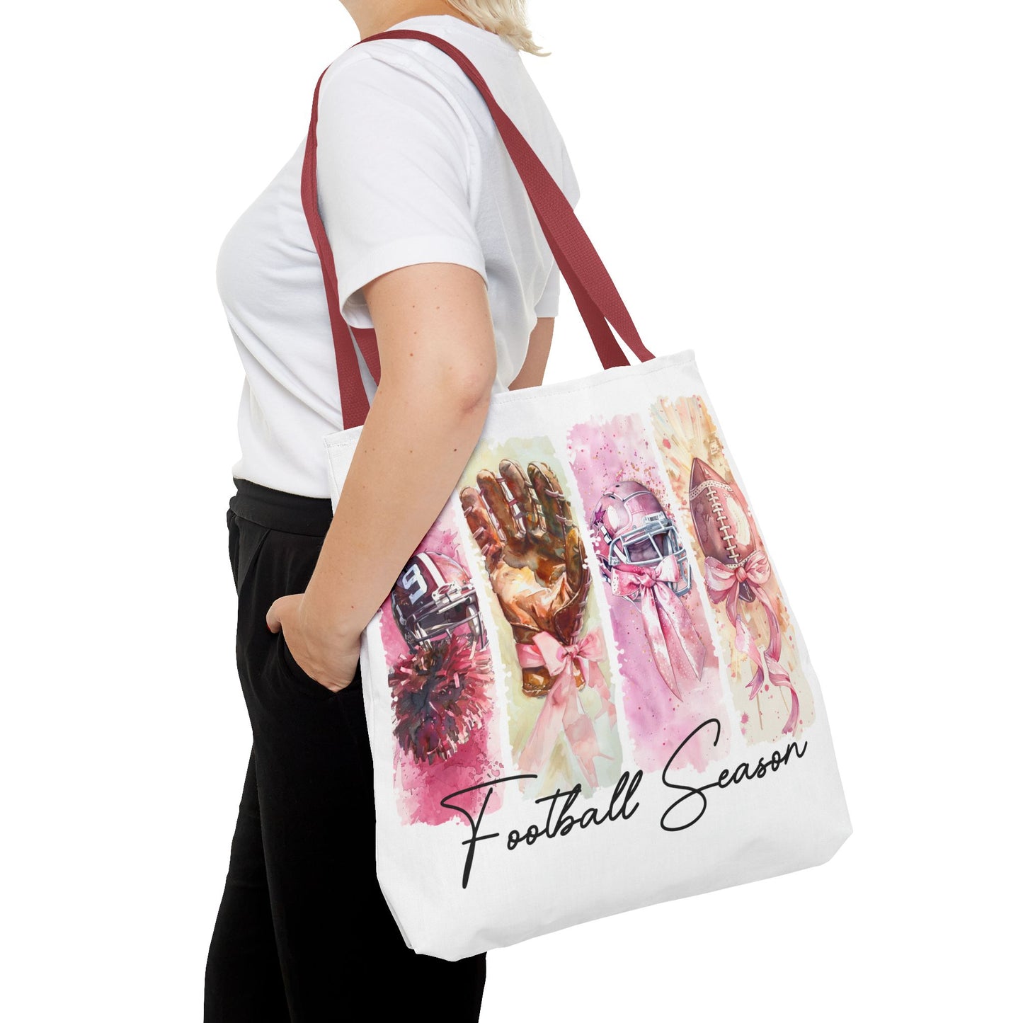 🏈 Game Day Pink Awareness Tote Bag – Sporty Style with a Purpose 🎀👜