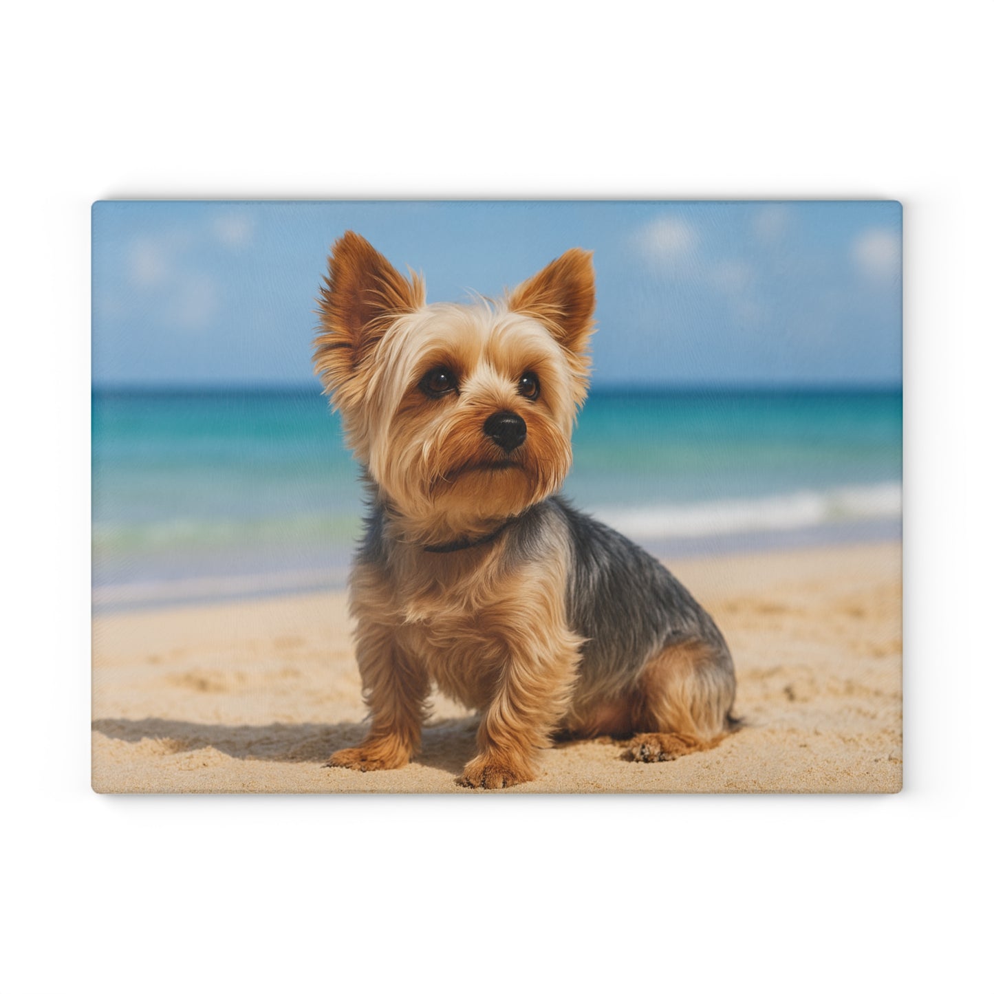 🐾🌊 Yorkie at the Beach Cutting Board – Coastal Charm for Dog Lovers 🐕