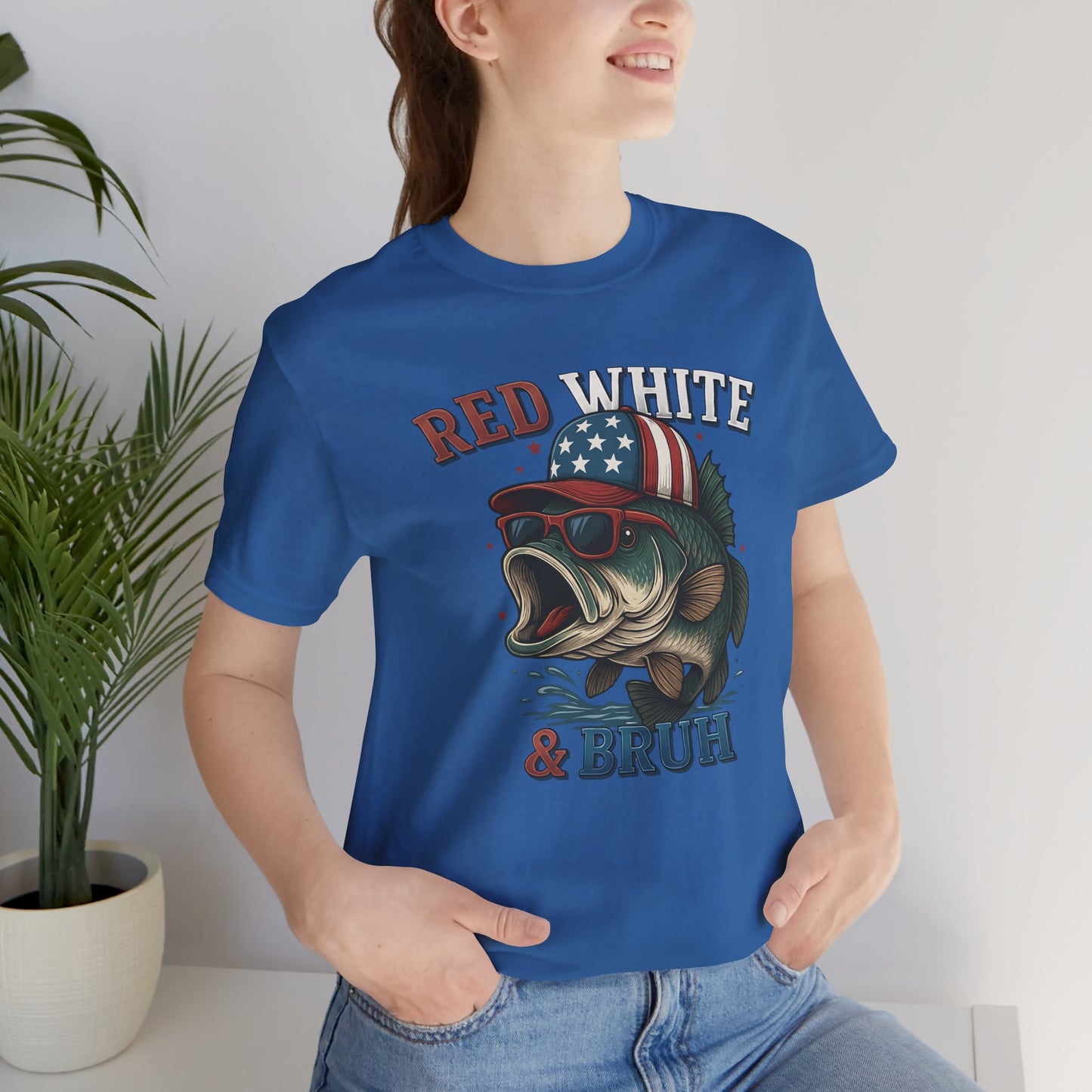 Divertida camiseta patriótica de pescado, con estampado rojo, blanco y negro, unisex, ideal para el 4 de julio, regalo para papá, ideal para barbacoas de verano.