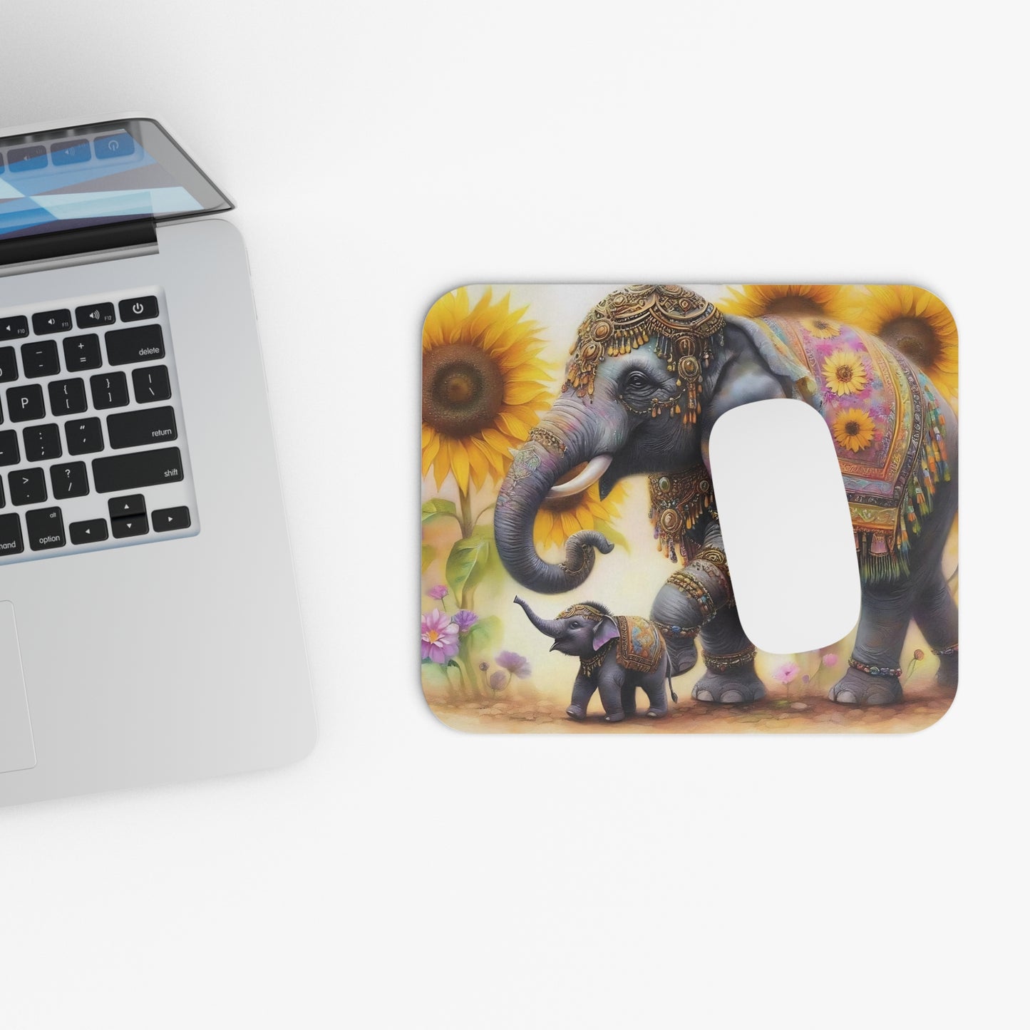 ๐ฑ๏ธ๐ Elephant & Sunflowers Mouse Pad โ Boho Jungle Charm for Your Desk