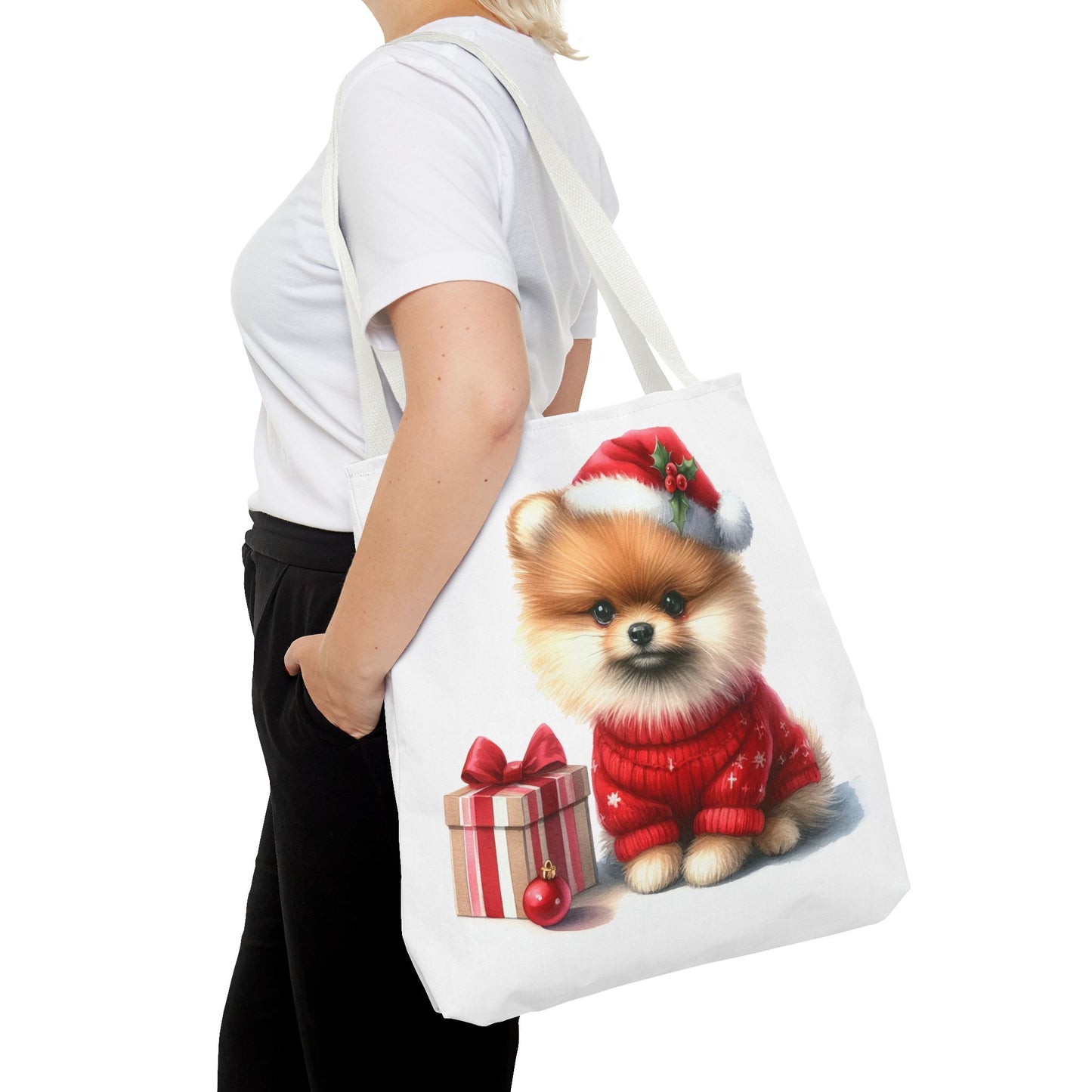 🎄 Pomeranian Christmas Tote Bag – Cozy Fluff & Festive Cheer 🎁🐾