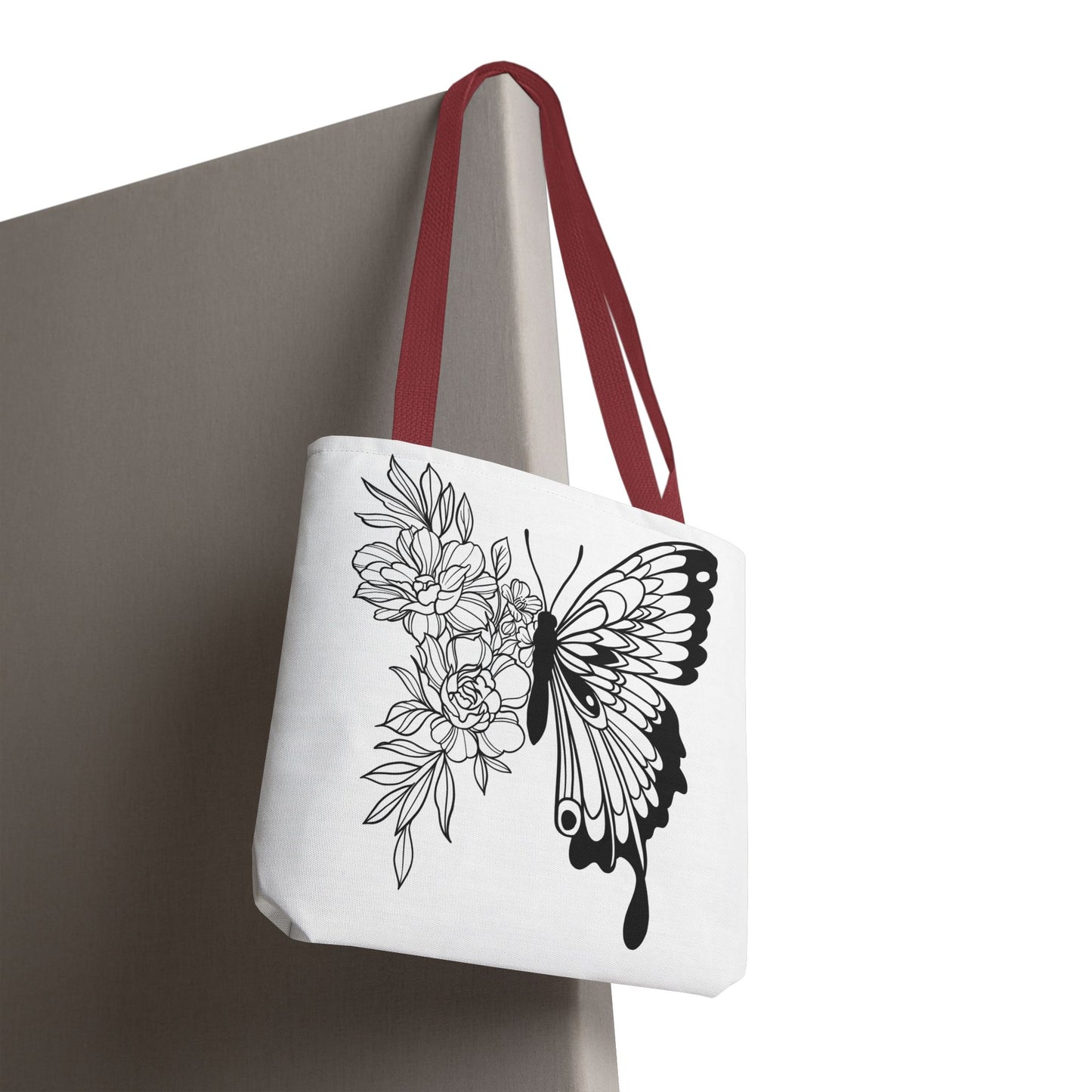 🦋 Black & White Butterfly Floral Tote Bag – Elegant Simplicity in Every Carry 🌸👜